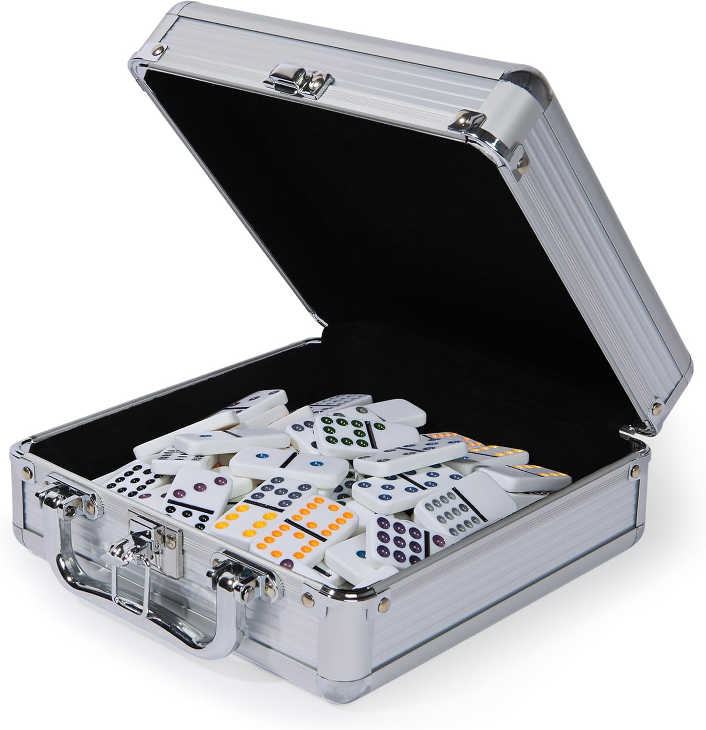 Spin Master Games, Cardinal Classics Mexican Train Dominoes Set Tile Board Game in Aluminum Carry Case for Family Game Night, for Ages 8 and Up image number 5