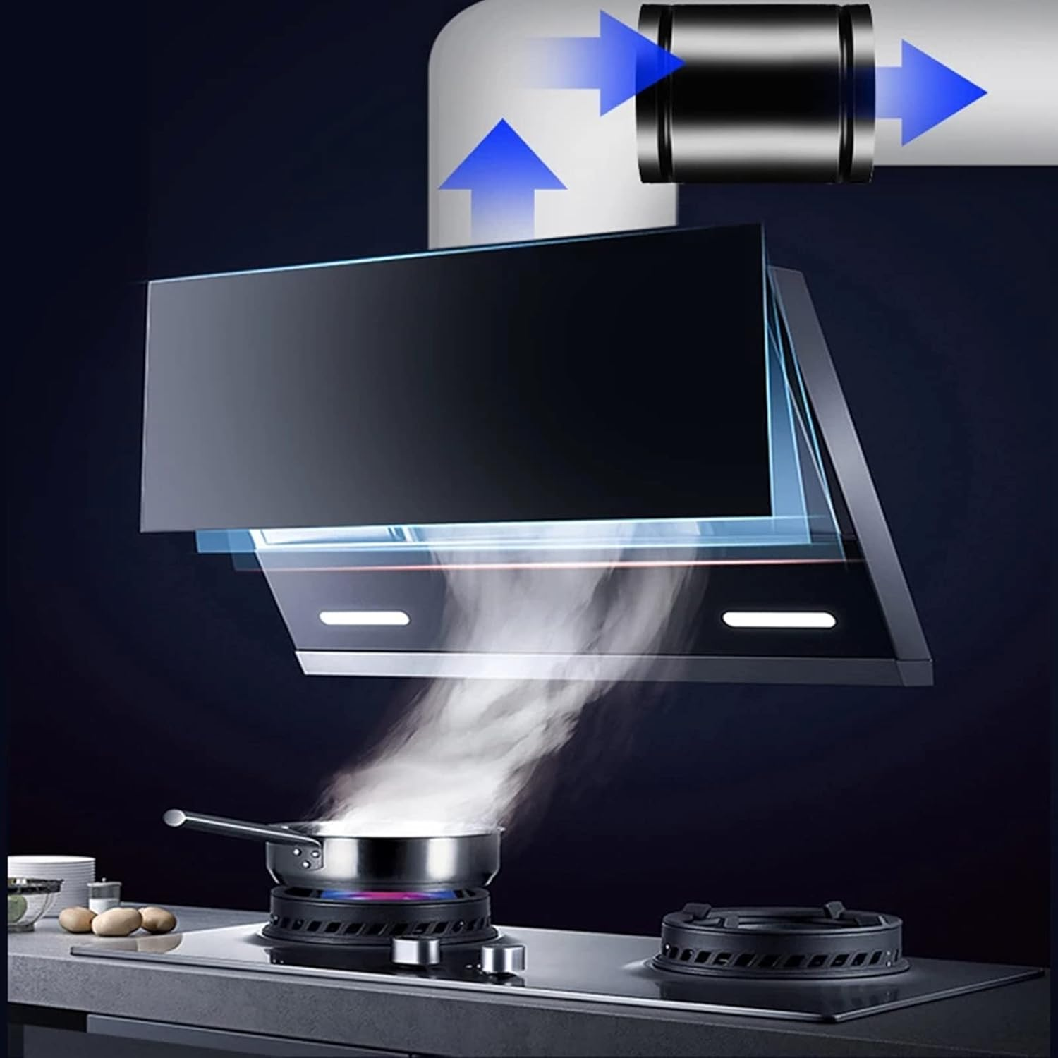 Btstil Exhaust Fan 200 Mm Inline Pipe Fan, 1000 M&sup3;/H Exhaust Air Supply Pipe Fan Industrial Fan Energy Consumption Quiet Operation Bathroom Fan for Office, Hall, Hydroponic Room, Black image number 4