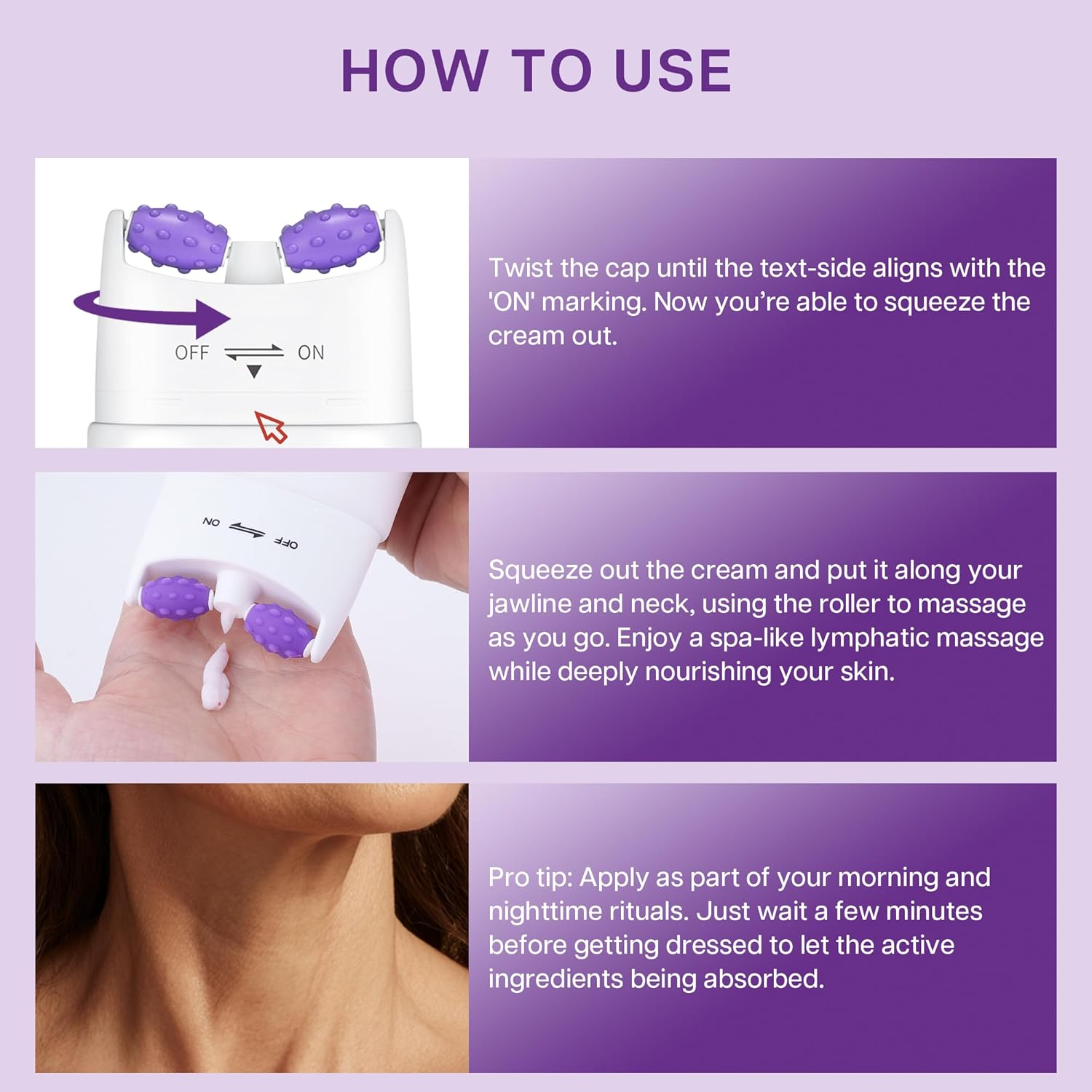 TINYLENS SADOER Retinol Neck Firming Cream with Dual Massage Rollers, Lifting Moisturizer for Fine Lines, Jawline & Elasticity, Hydrating D&eacute;collet&eacute; Cream, 3.8 Oz image number 1