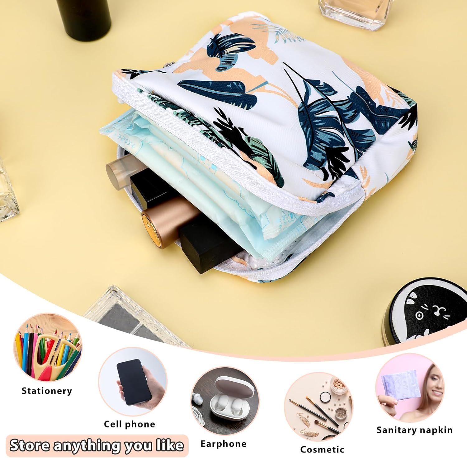 KALIONE Period Pouch - Reusable Menstrual Pad Storage with Zipper, Perfect for Teens and Women on the Go