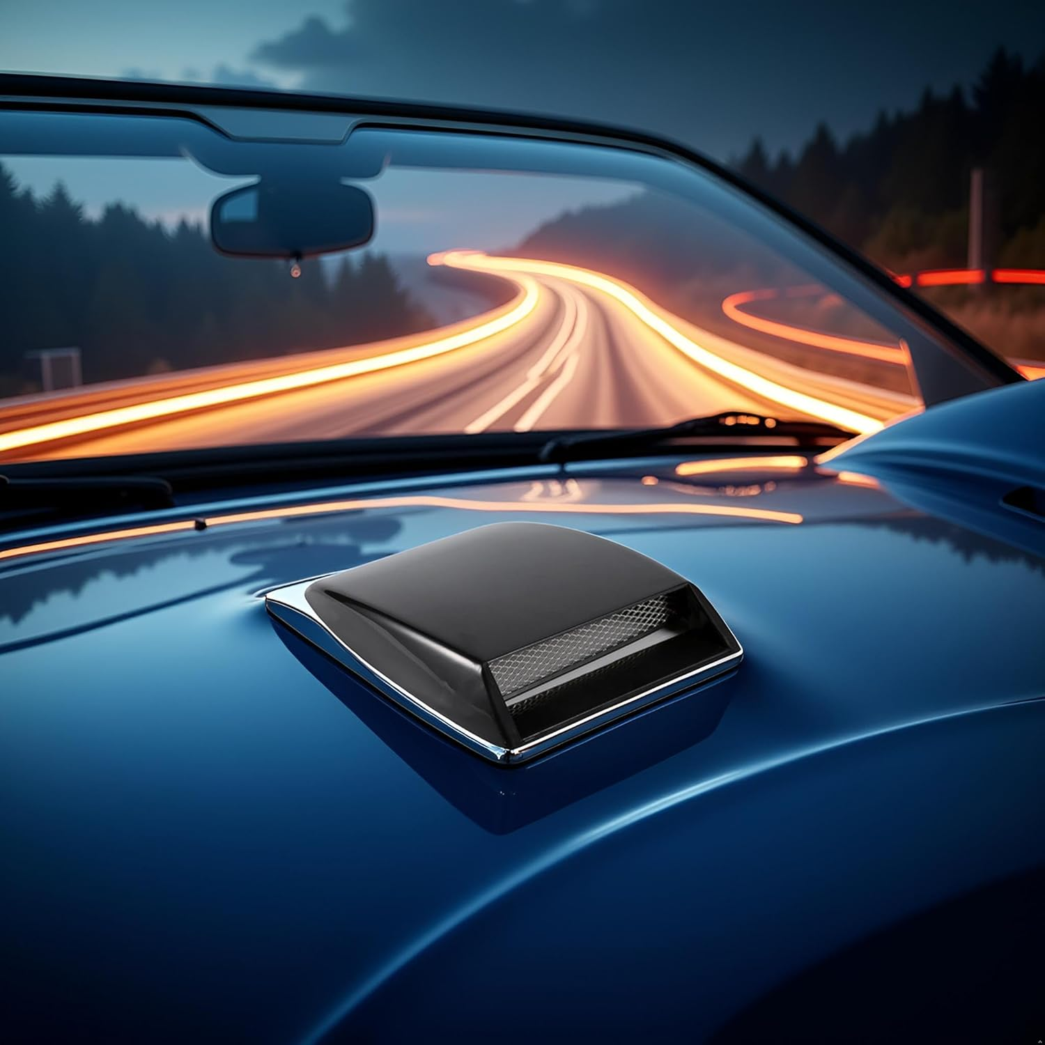 Universal Car Classy Air Flow Intake Scoop Bonnet Fit for Vent Sticker Cover Hood for Stylish Look Fit Most Cars and Vehicles ABS Material (Black) - Silver image number 5