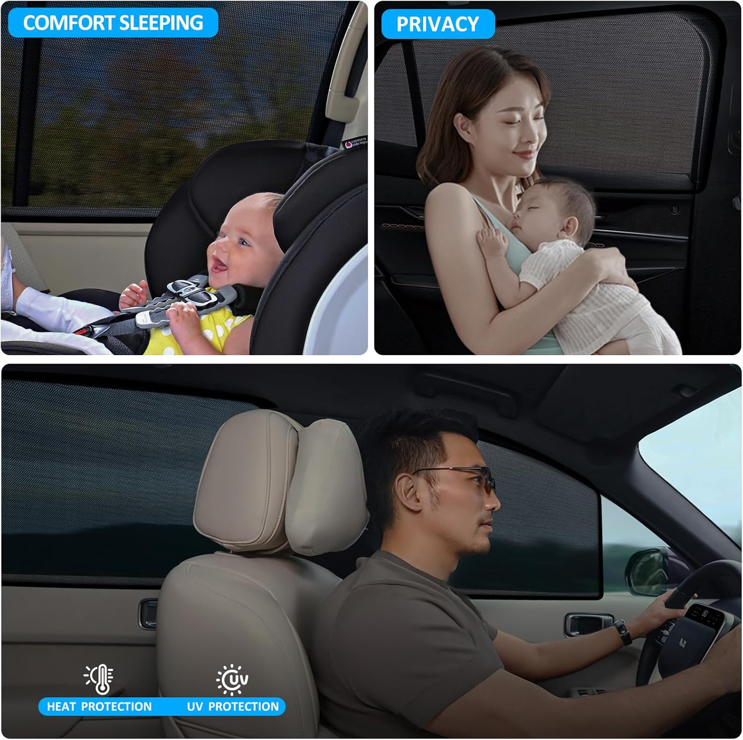XCBYT Car Window Shade for 2019-2024 Toyota RAV4 Window Covers Side Window Sun Shade Car Window Shade for Baby with Breathable Mesh Insulate Heat and UV for Sleep Camping Breastfeeding image number 4
