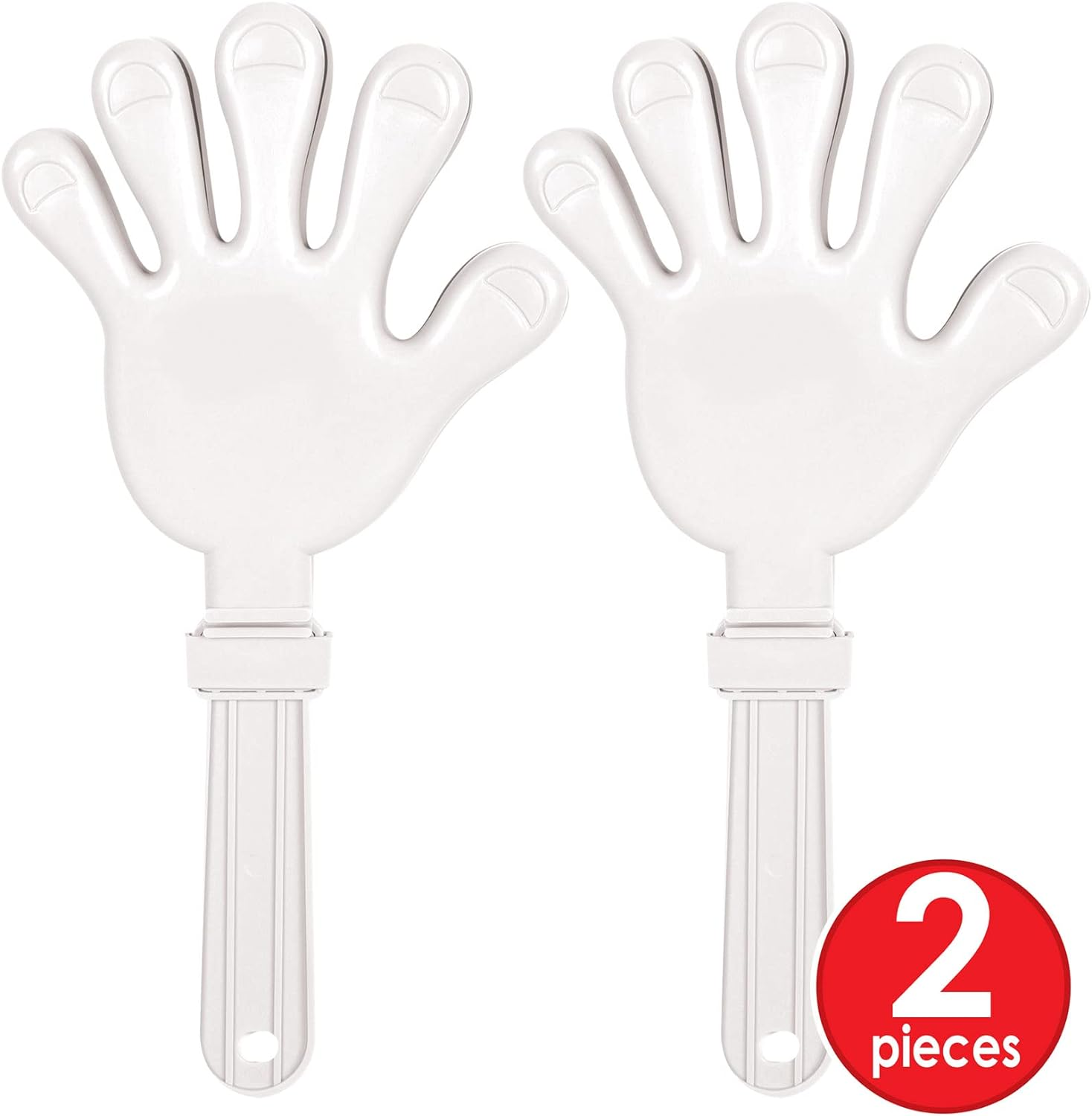 Beistle 2 Piece White Plastic Giant Hand Clappers Noisemakers Birthday Party Favors, 15" X 7.5" image number 2