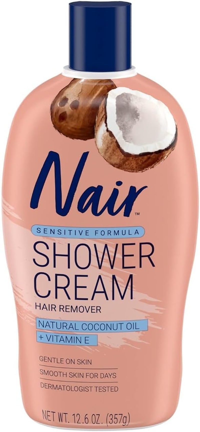 Nair Sensitive Formula Shower Cream Hair Remover with Coconut Oil and Vitamin E, 12.6Oz image number 6