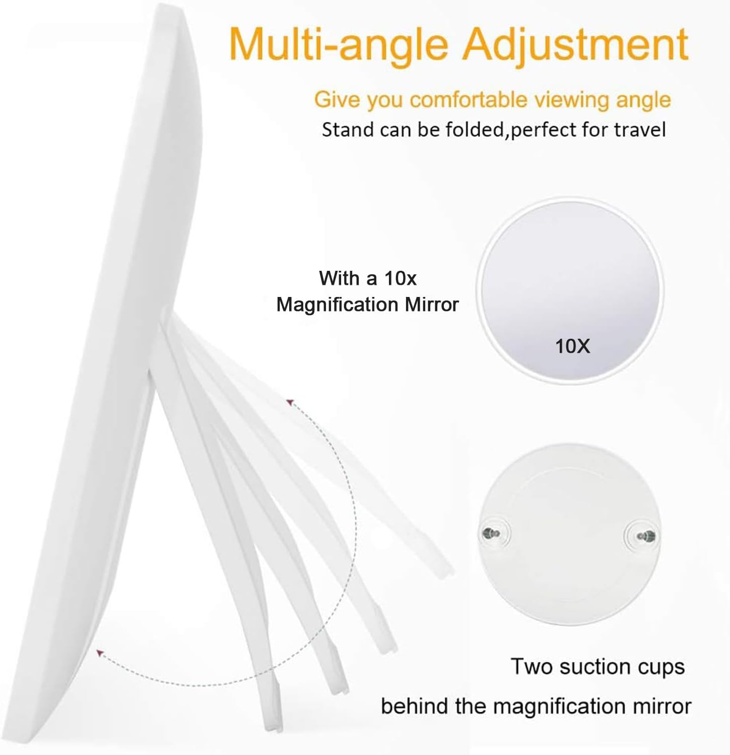 Lighted Makeup Mirror with Lights, Rechargeable Vanity Mirror Make up Mirror with 3 Color Lighting & Brightness Adjustable, Portable Cosmetic Mirror for Makeup, Travel image number 5