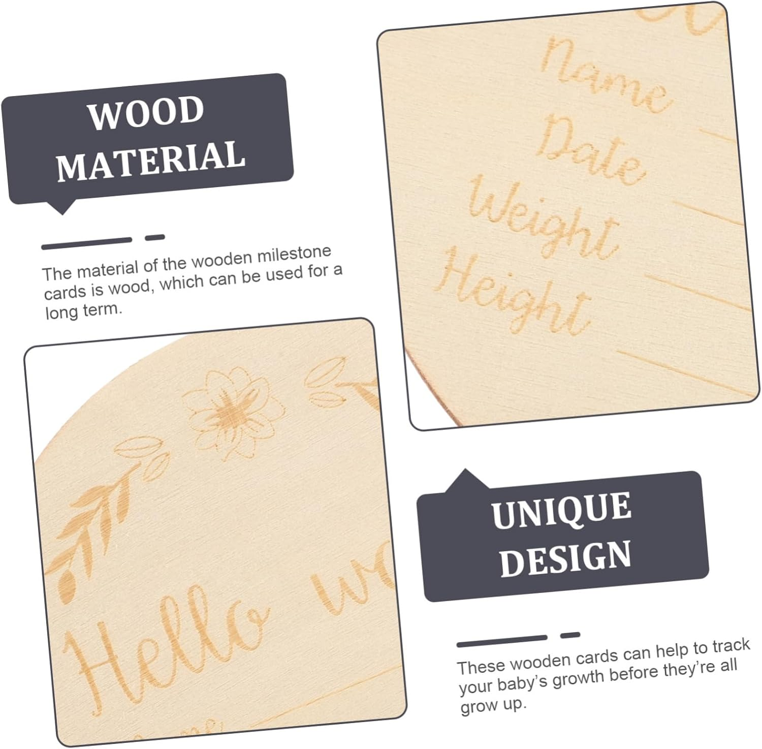 OHPHCALL 14Pcs Milestone Wooden Circles Newborn Shower Milestone Cards Monthly Discs for Photography Decor image number 2