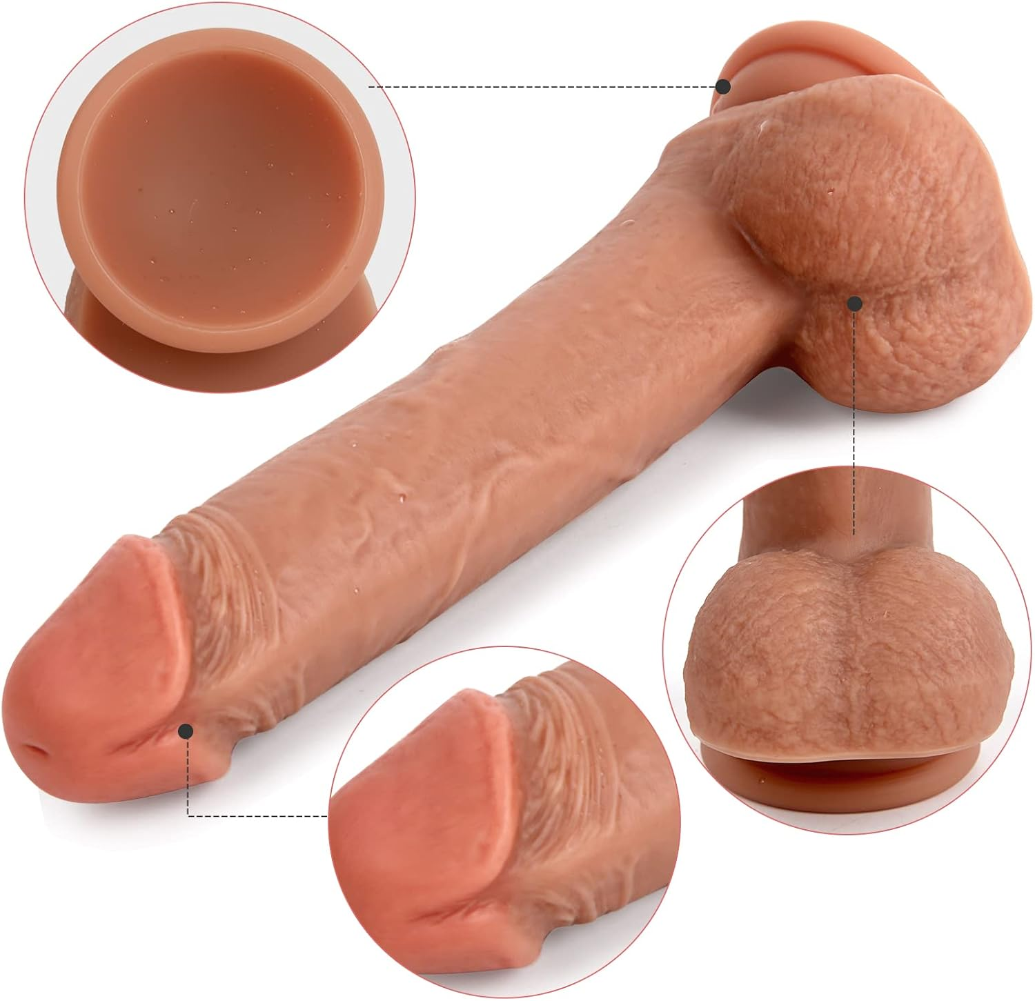 Anfei Hyper Realistic Dildo Dual Layer Liquid Silicone Bendable Penis with Suction Cup Dual-Layered Silicone Cock Slightly Bendable 8 Inch G Spot Dildo Penis Toy Premium Liquid Silicone Penis Dong with Suction Cup, Female Sex Toy Sex Dildos for Women image number 4
