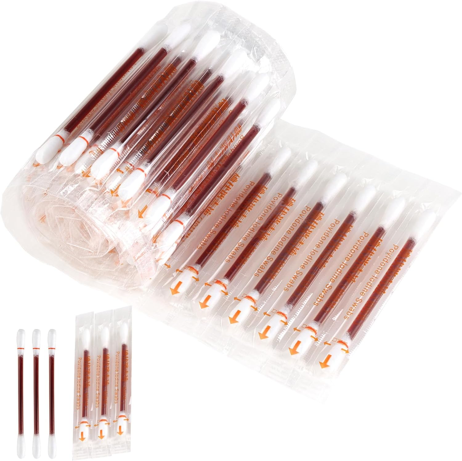 120 Pcs Iodine Swabs, Iodophor Cotton Tips, Individually Wrapped, Skin Disinfection Wound Care Nose Cleaning, Travel Outdoor Essential - Antiseptic Cotton Buds Daily Hygiene Use image number 4
