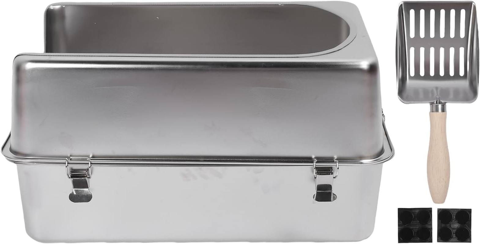 Jiawu Extra Large Stainless Steel Cat Litter Box with Cover for Easy Cleaning, Spacious Design for Cat Lovers