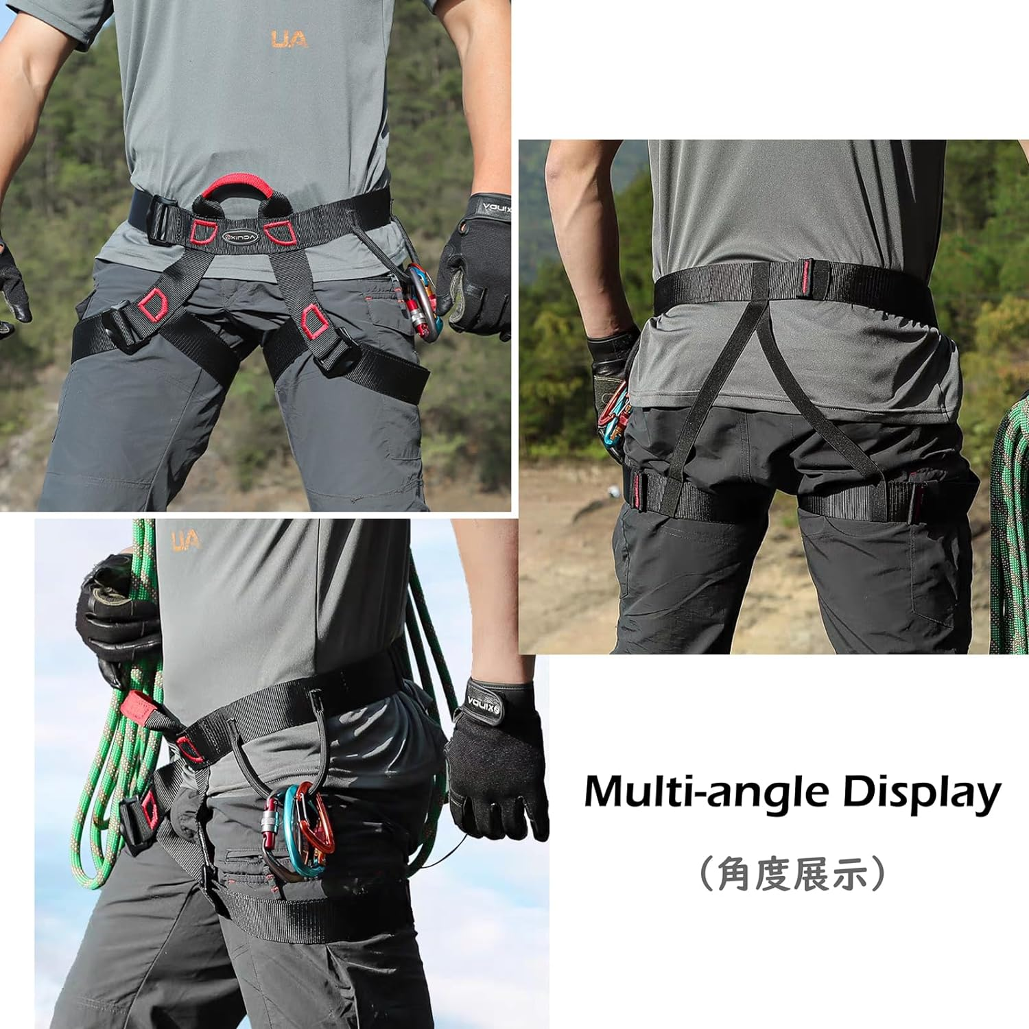 TRIWONDER Climbing Harnesses Protect Waist Safety Harness Wider Half Body Harness for Tree Climbing Expanding Training Rappelling Mountaineering - 03 Black image number 4