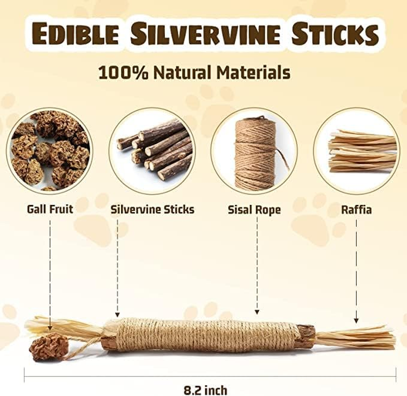 Catnip Toys 6 Pcs Silvervine Chew Stick Natural Silvervine Blend Sticks Cat Nips Interactive Kitten Dental Toy for Kittens Teeth Cleaning Indoor Cats image number 5