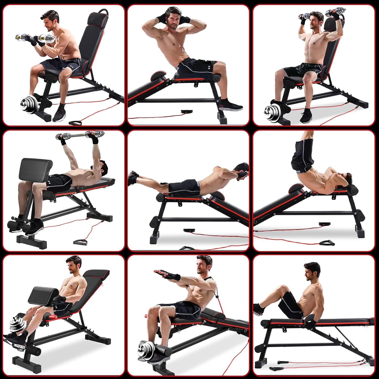 Adjustable Weight Bench, Strength Training Bench Press Foldable Sit up Incline Decline Bench for Full Body Workout image number 6