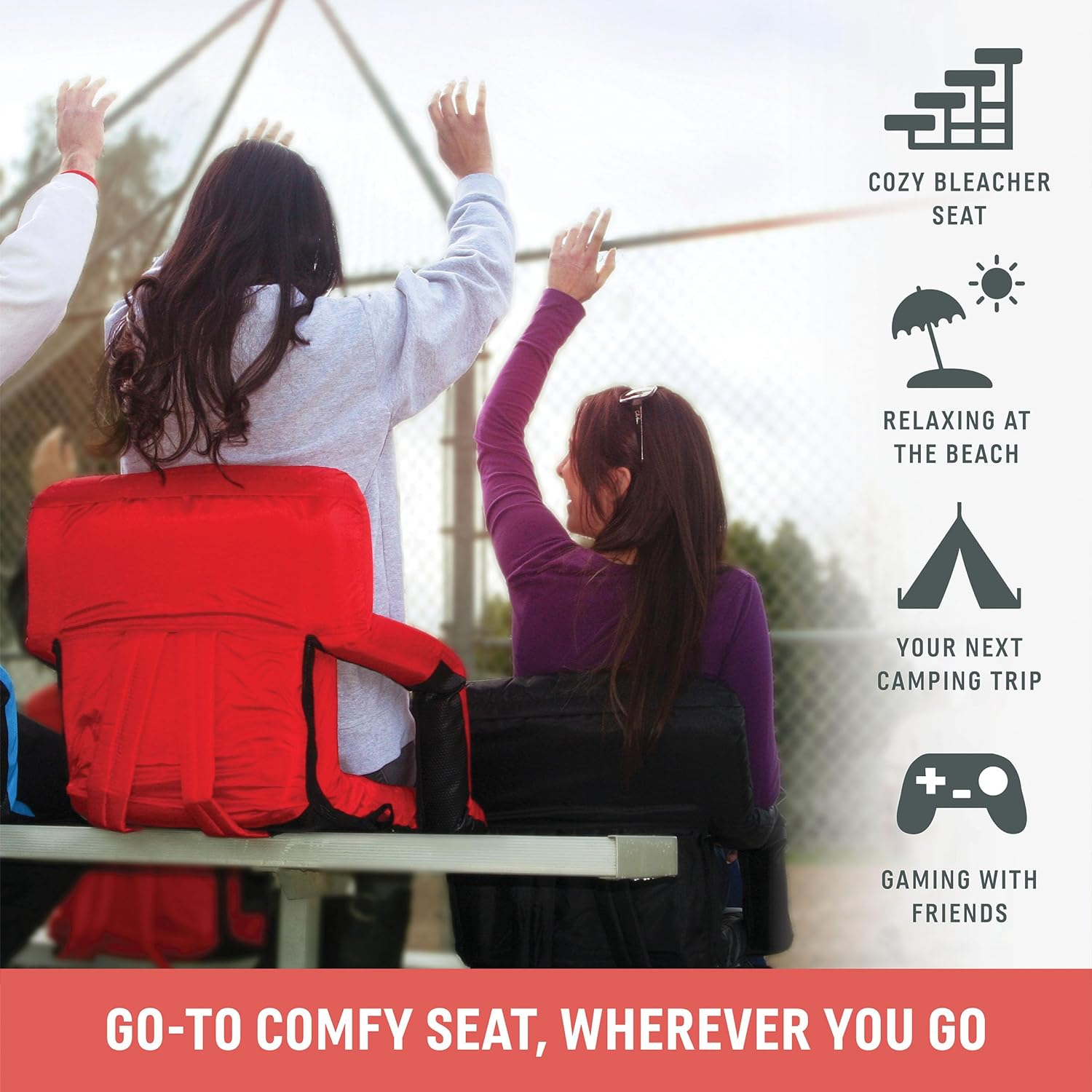 ONIVA - a Picnic Time Brand - Ventura Reclining Stadium Seat with Back Support, Bleacher Seat - Hunter Green image number 6