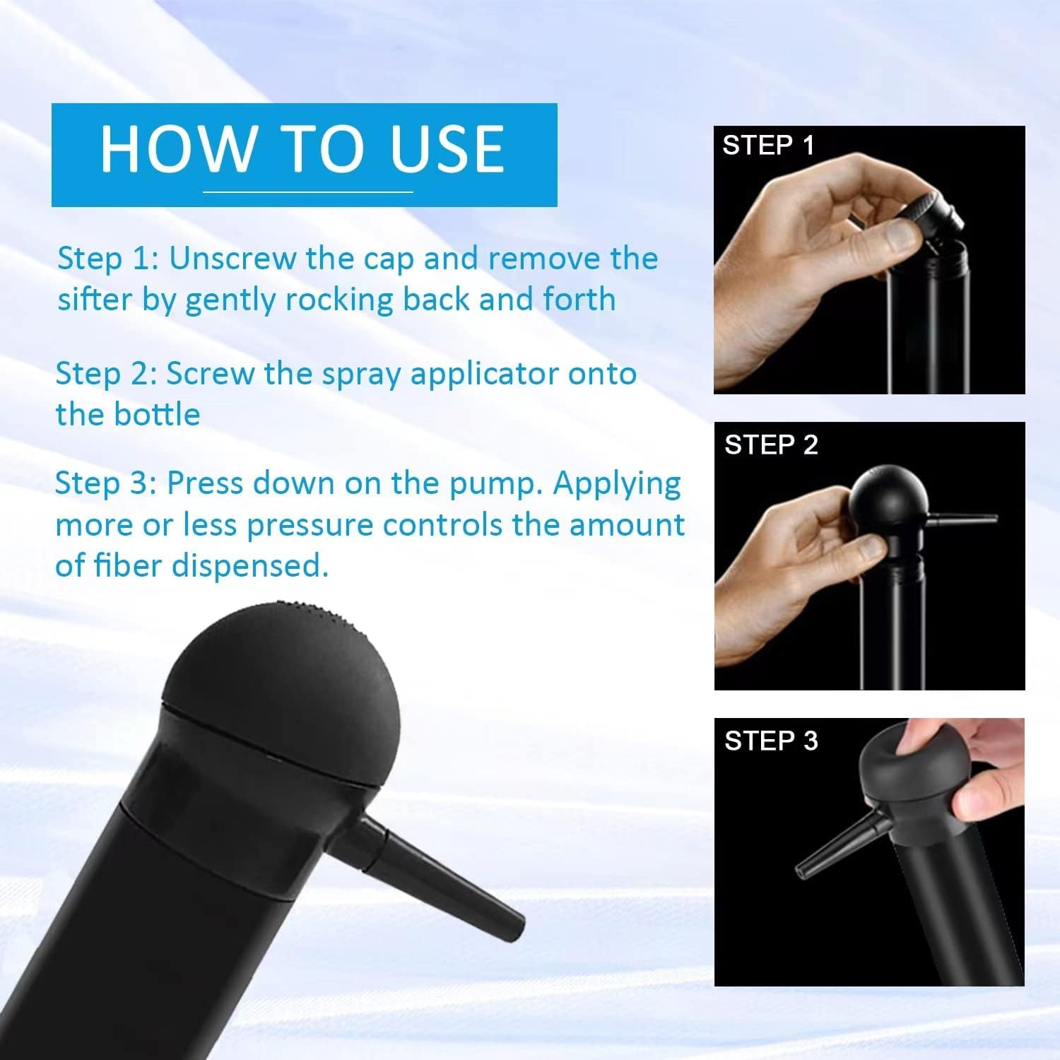 Hair Building Fibers Spray Pump Applicator, Spray Applicator Pump Nozzle for Hair Fibers to Instantly Thicken Thinning or Balding Hair for Men and Women, Natural Hair Loss Concealer Tool image number 2
