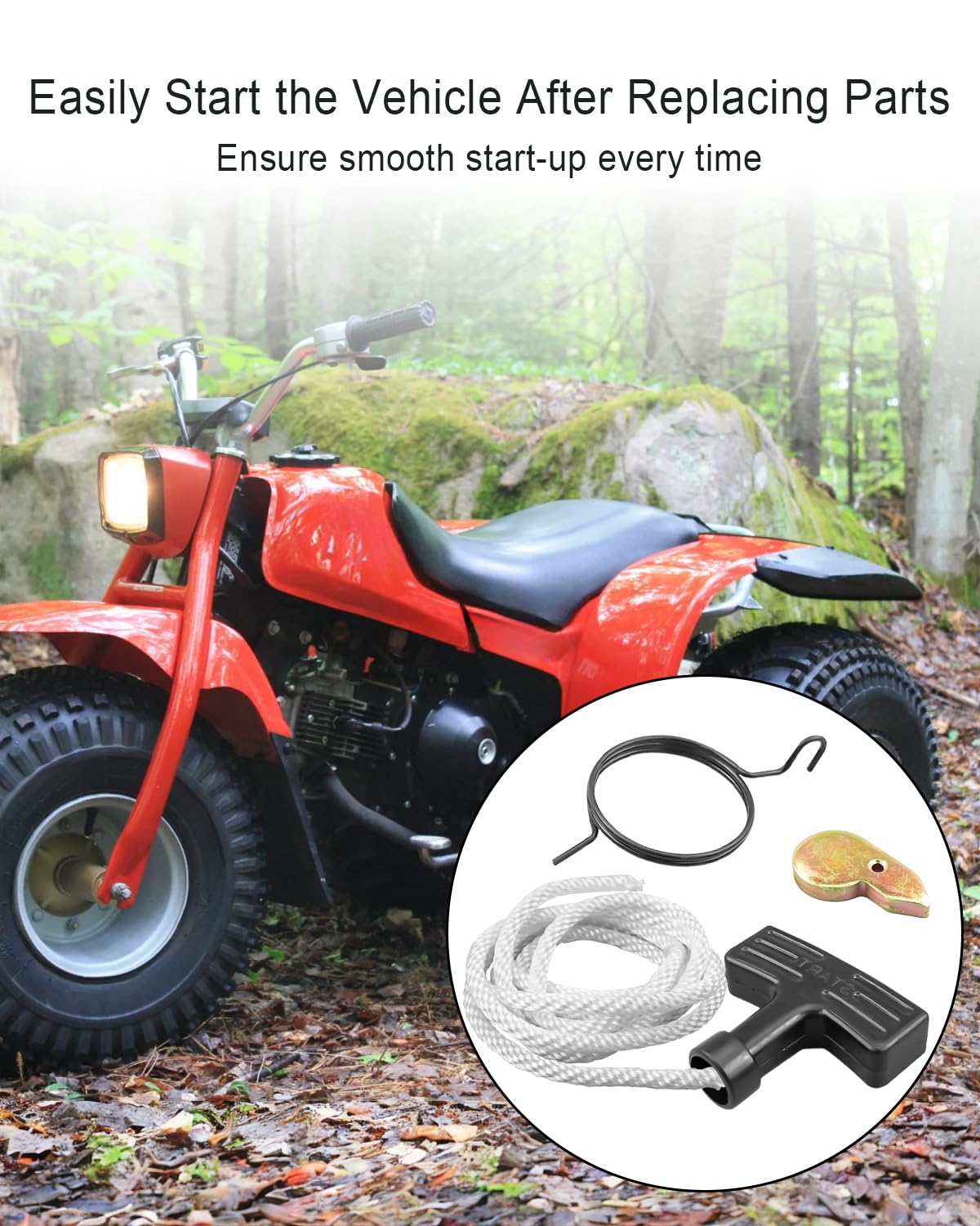 Recoil Pull Start Starter Rebuild Assembly Fit for Honda ATC 90 110 185 185S 200 200E 200S 1970-1985 Replace 28403-918-000 28401-918-000, Recoil Pull Start Spring Starter Kit
