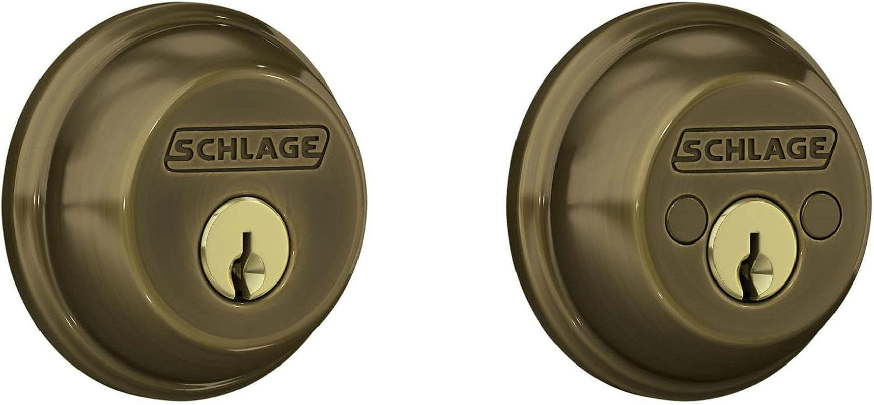 Schlage B62N609 Deadbolt, Keyed 2 Sides, Antique Brass