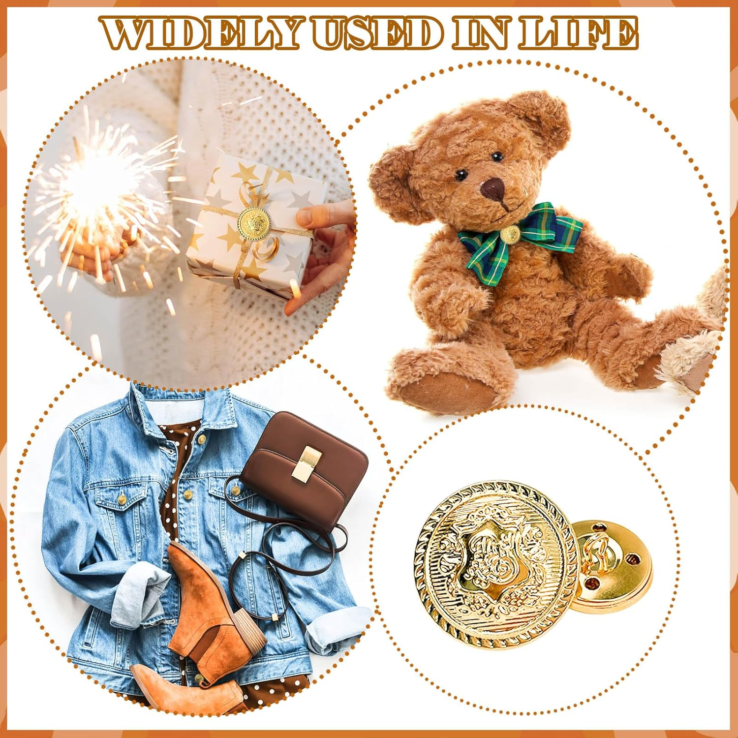 80 Pcs Gold Metal Buttons Set, 4 Sizes Men'S Vintage Gold Buttons for Sewing Blazer Gold Buttons, Coat Jacket Sewing Buttons Handmade Sewing Accessories (1.5/1.8/2/2.5 Cm) image number 3