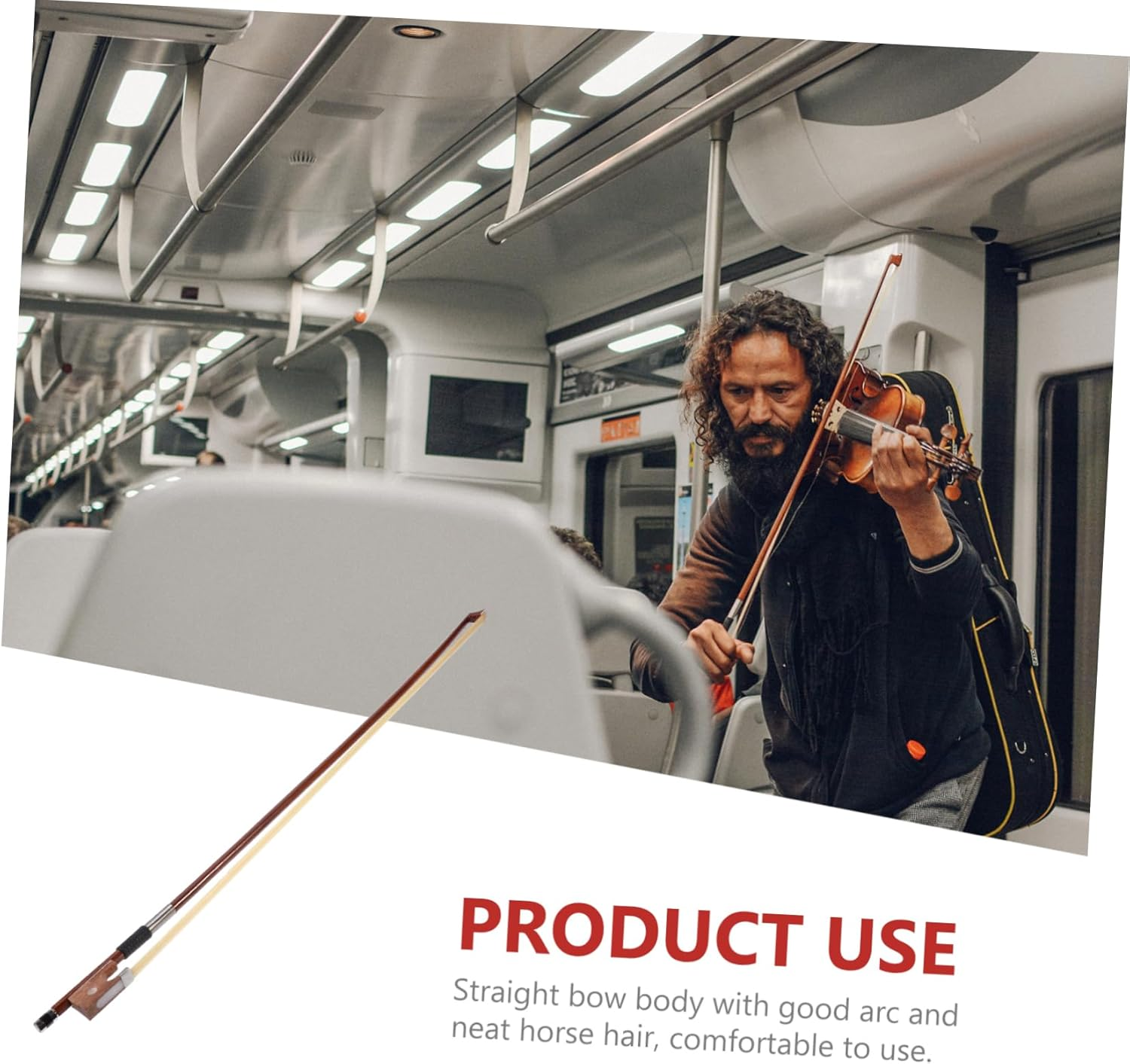 SUPVOX Violin Practice Bow 1/2 Violin Bow Arbor Practice Horse Hair 1/2 Size Well Balanced Handmade Red Sandalwood image number 6