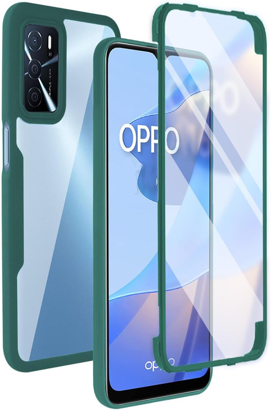 ILING Transparent Case for Oppo Reno 12 5G, 360 Degree Full Body Shockproof Protective Case with Built-In Screen Protector, Ultra Thin Hard PC Silicone TPU Mobile Phone Case (Black)