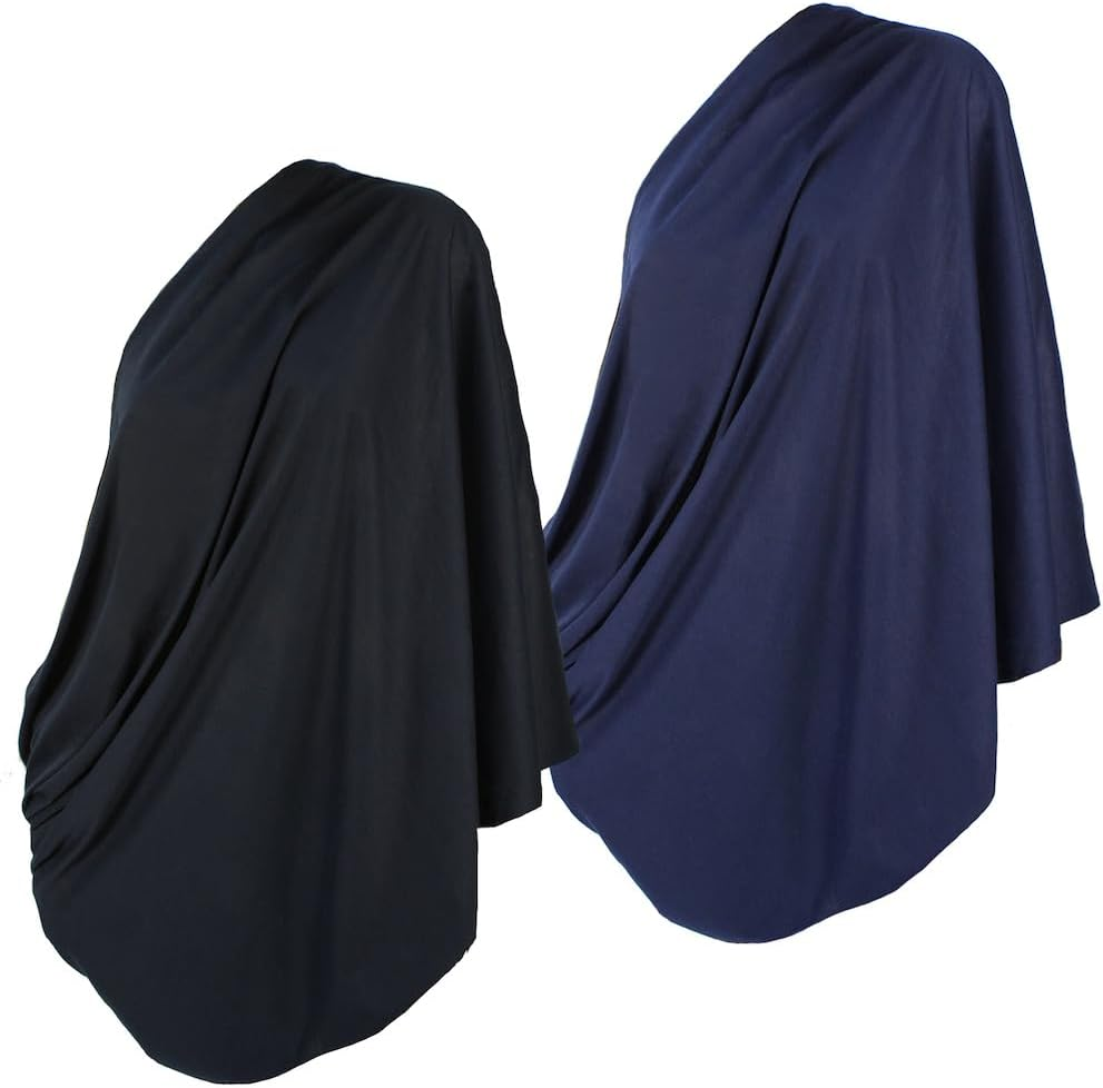 (2Pk Grey/Navy) - 2Pk LK Baby Infinity Nursing Scarf Breastfeeding Cover Ultra Soft (Grey/Navy)