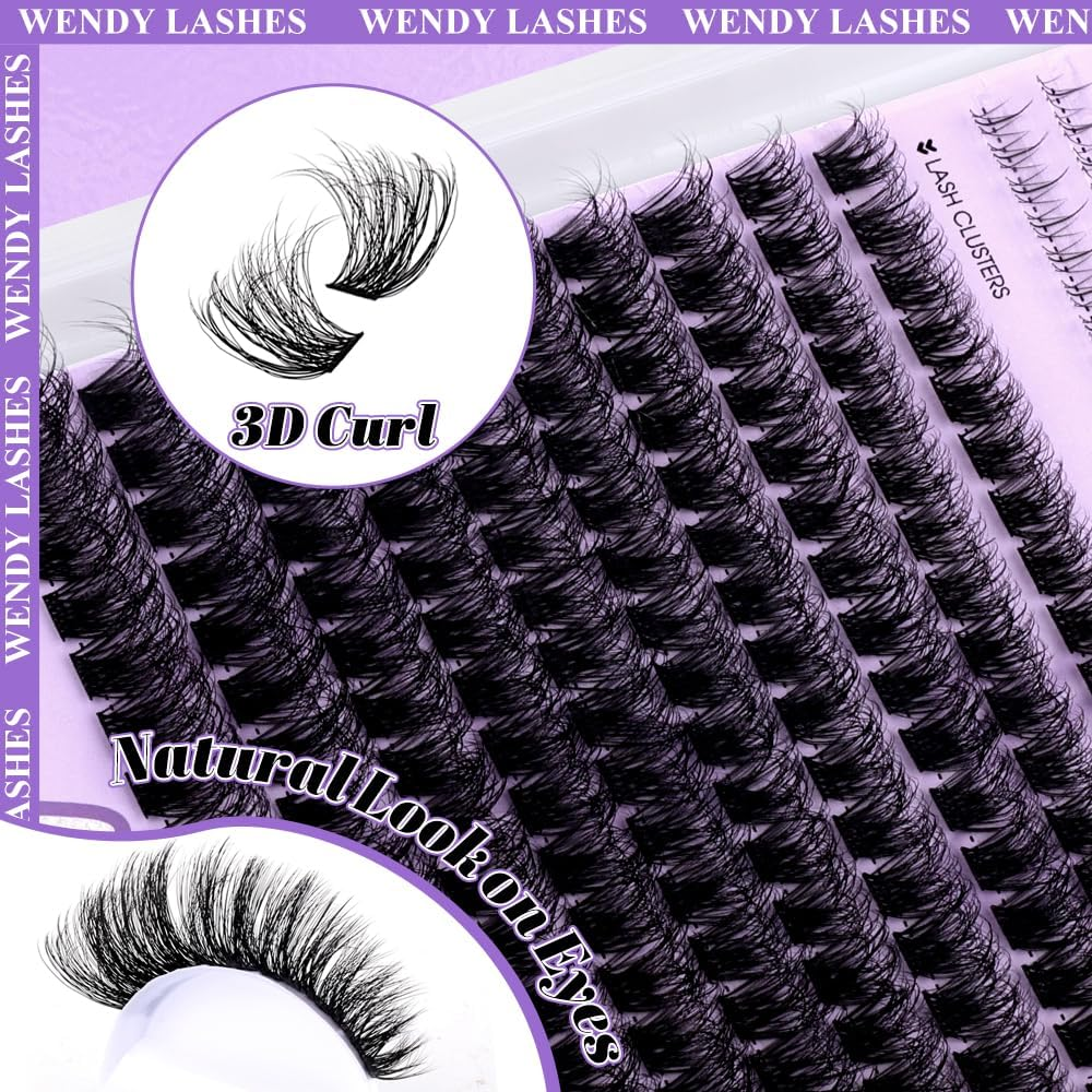 WENDY Lashes Clusters Multi-Type DIY Eyelash Extension - Lash Clusters 3D Effect C3 & Bottom Lashes, Black Cluster Eyelash Extensions Wispy Soft Individual Lashes Suitable for Beginners, 10-16 MM image number 2