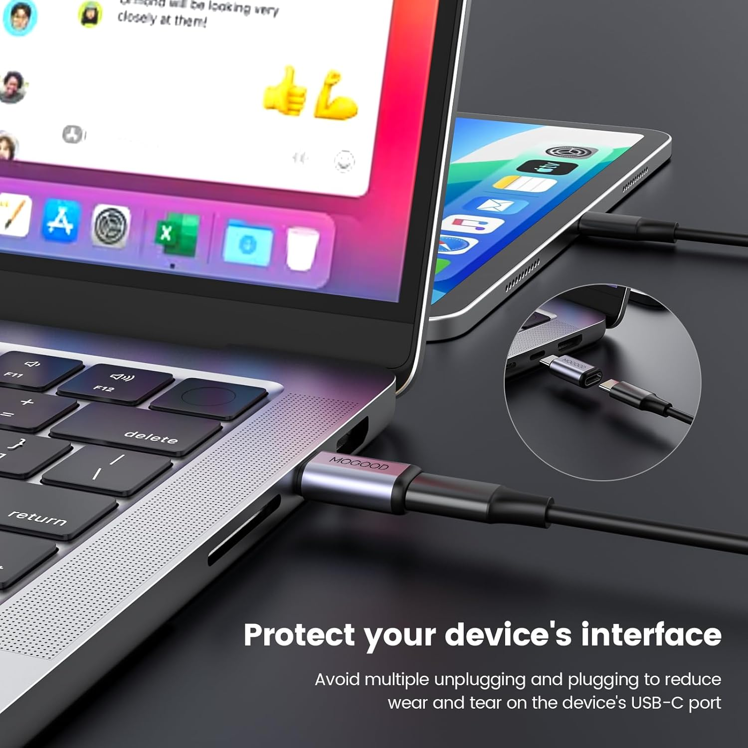 MOGOOD USB C Male to Female Adapter,Support 100W Fast Charging 40Gbps Data Transfer 8K@60Hz Video Output for Usb4,Thunderbolt 4/3,Laptop,Steam Dock,Switch,Tablet image number 5