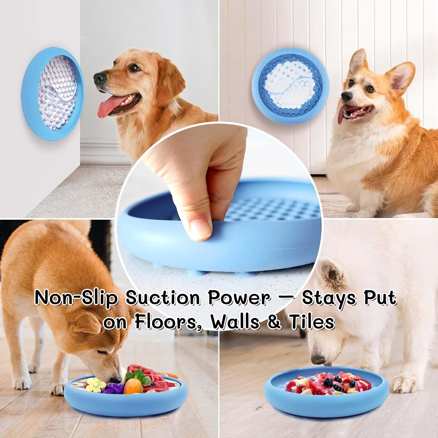 Kawlxpp Lick Mat for Dogs Silicone Lick Mats Dog Slow Feeder, Puppy Cat Licking Pad to Reduce Anxiety (Lt Blue, Small) image number 5