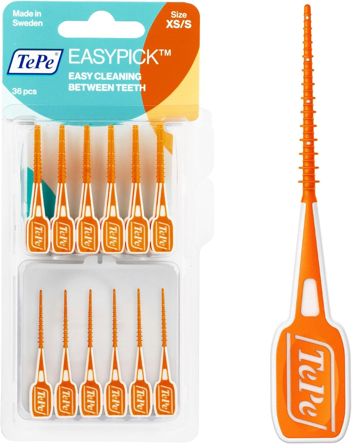 Tepe Easypick Toothpicks, Purple, ISO XL, 36Pcs, Plaque Remover, Efficient Clean between the Teeth, Durable Dental Picks for Wide Gaps, Travel Case Included