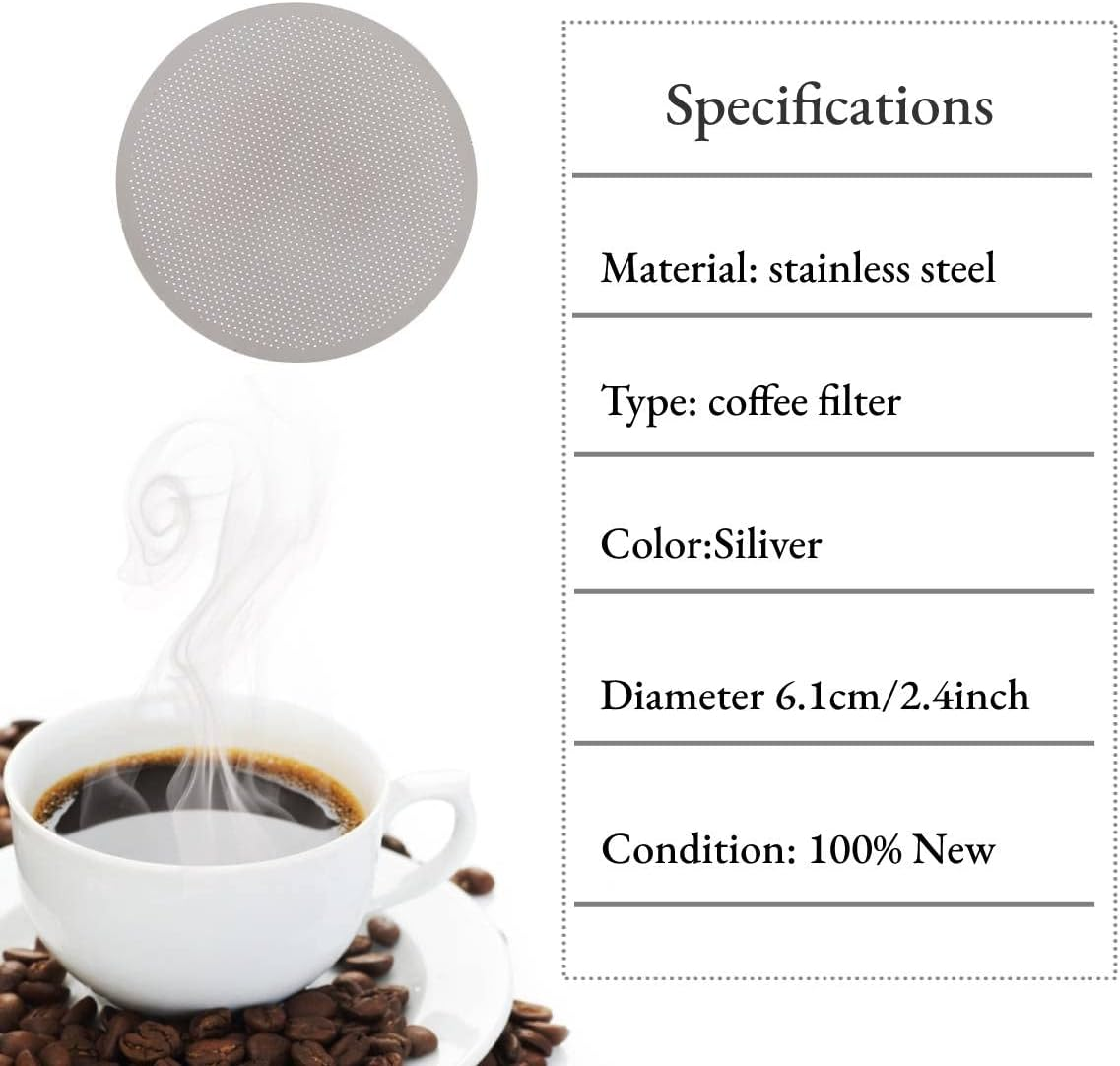 Yosoo Reusable Stainless Steel Coffee Filter 60Mm, Ultra Fine Mesh, Silver, 1 Count, Compatible with Coffee Maker image number 3