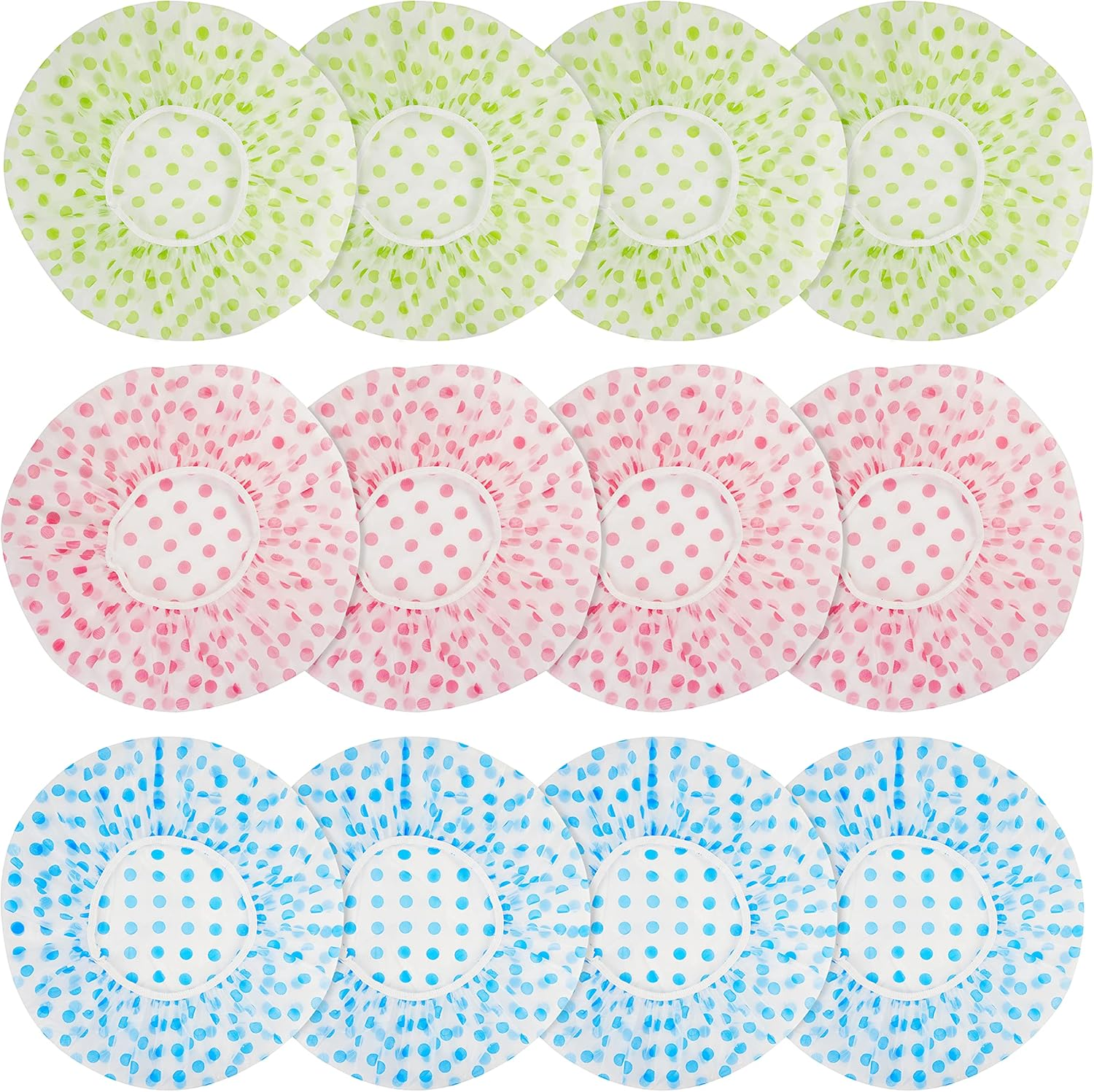 Shower Cap, 12 Pcs Plastic Shower Caps, Shower Caps for Women Reusable Waterproof, Elastic Band Flower Printed Hair Cap for Shower Spa Salon image number 6