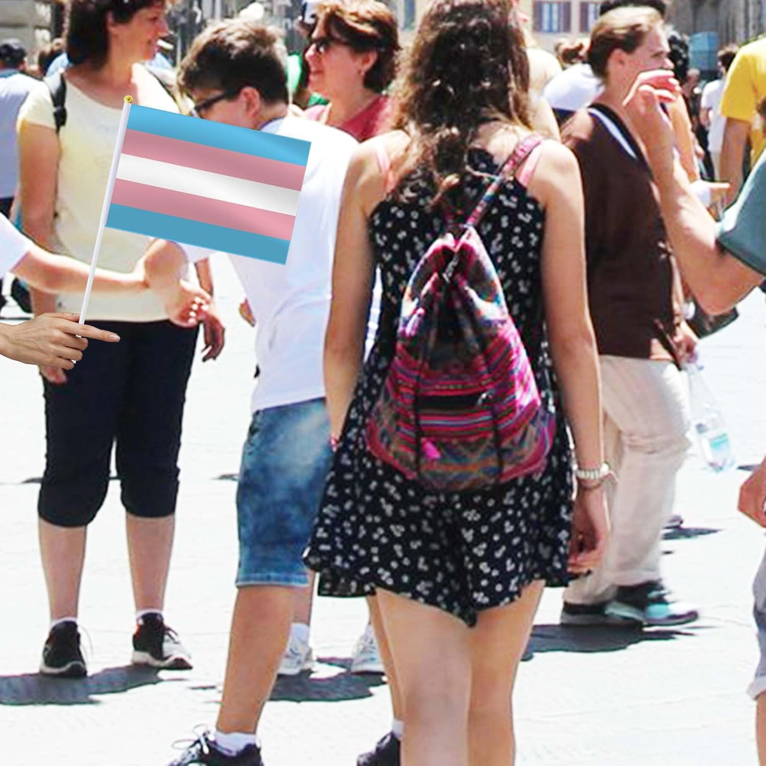 Transgender Rainbow Handheld Small Flag Set,10 PCS 5&times;8 Inch Mini Transgender Rainbow Lgbtq Pride Rainbow Hand Held Banner,Tiny Digital Printed Polyester Banner