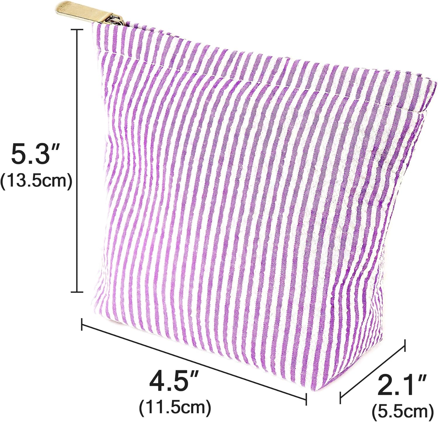 Reignsword 2 Pack Travel Cosmetic Bag, Fashion Stripes Makeup Bag Organizer, Portable Toiletry Bag Zipper Pouch for Women (Green & Purple) image number 2