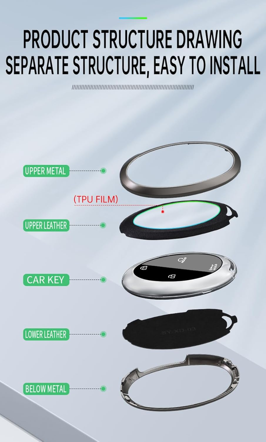 Ontto Metal Key Cover Fit for Hyundai Sonata Hybrid Santa Fe 2024 Key Fob,Leather Car Key Case Fit for Hyundai Ioniq 6 Kona