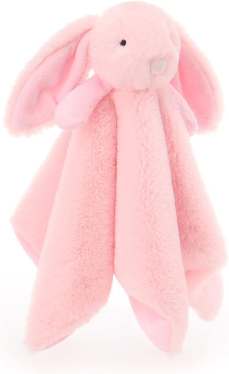 Apricot Lamb Stuffed Animals Pink Bunny Rabbit Security Blanket Infant Baby Lovey (Pink Bunny, 13 Inches)