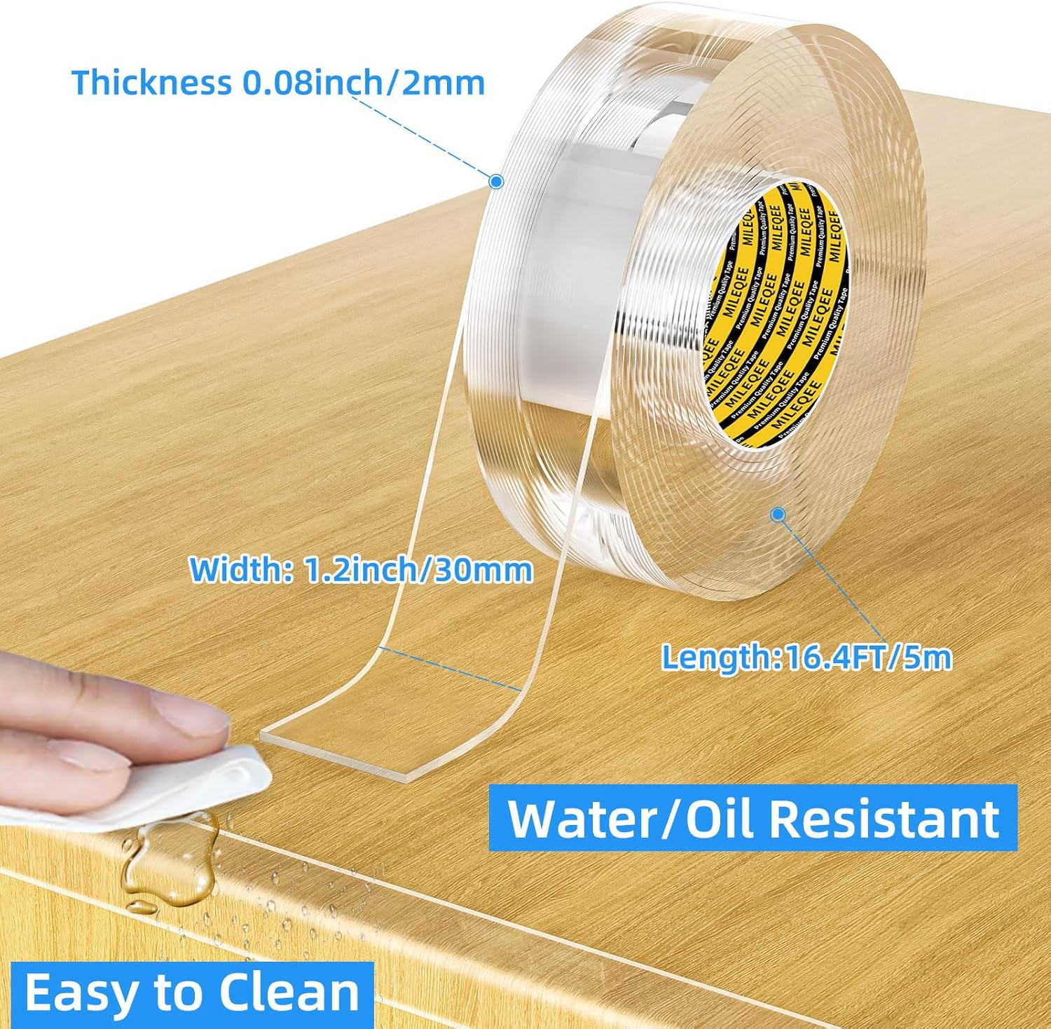 Clear Edge Protector Strip, 1.18In X 16.4FT, Sharp Edge Wrap Cover Tape, Self Adhesive Protective Bumper Guards for Cabinet Door Desk Glass Table Bed Furniture, Kitchen Countertop, Waterproof image number 5