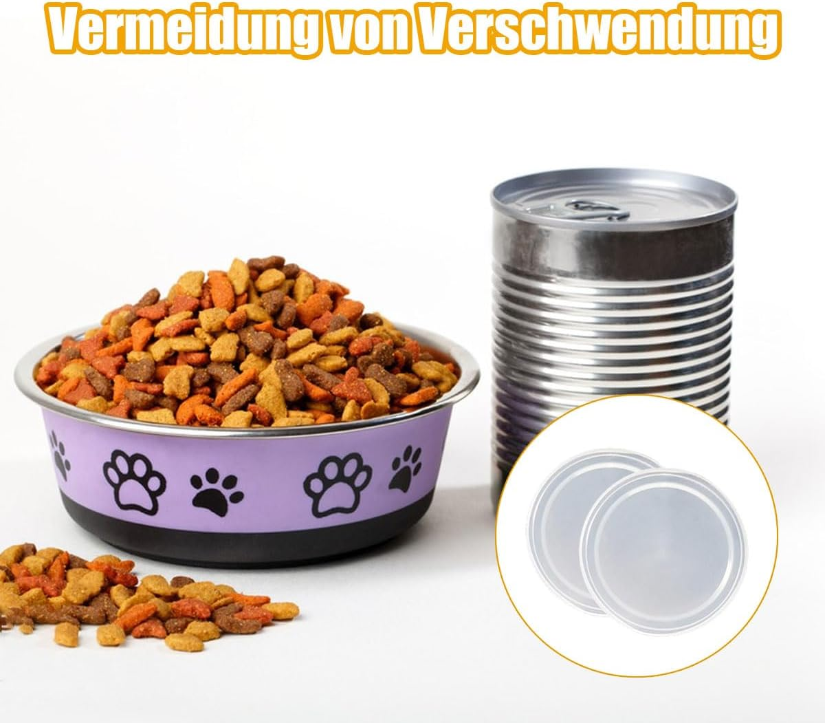 Mkemka Pack of 10 Lids for Cans 75 Mm Washable Can Lid PE Silicone Can Lid Dog Food White Lid for Cat Food Dog Food Storage Food Pet Food image number 3