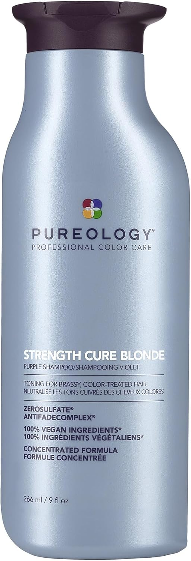 Pureology Strength Cure Blonde Purple Shampoo - for Blonde & Lightened Color-Treated Hair, Tones & Fortifies Brassy Hair, Sulfate-Free & Vegan | 266Ml