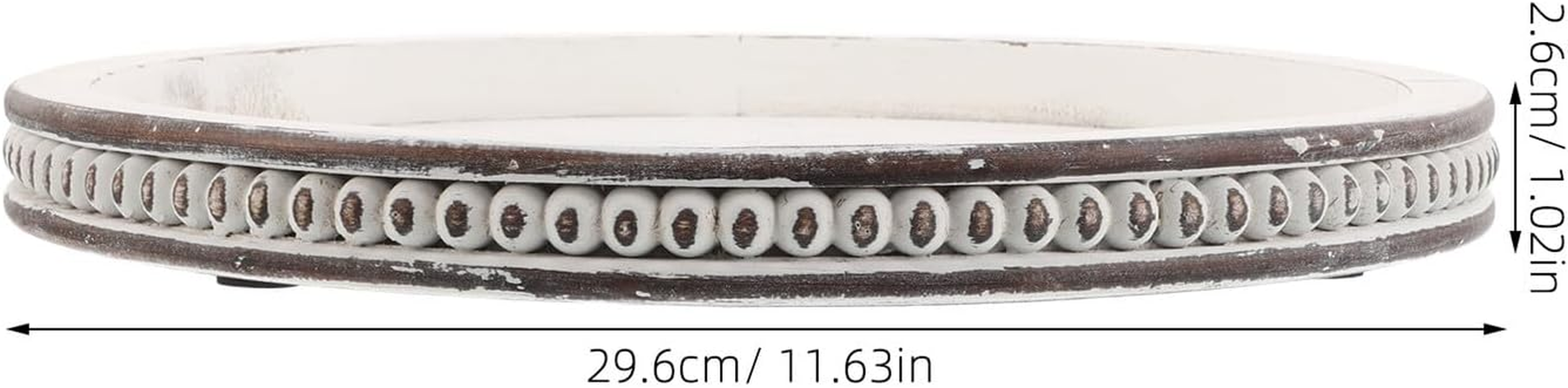 Vintage Farmhouse round Serving Tray Beige Table Tray for Jewelry Display and Candle Stand Elegant Decorative Organizer for Home Kitchen Dining Tabletop Decor image number 4