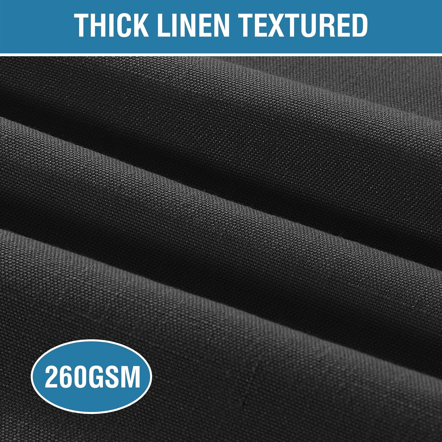 Linen Placemats for Dining Table,Rectangular Placemat Set of 6 Spill-Proof Waterproof & Heat Resistanttable Mats for Kitchen Washable Solid Table Mats, Black, 46X30Cm image number 4