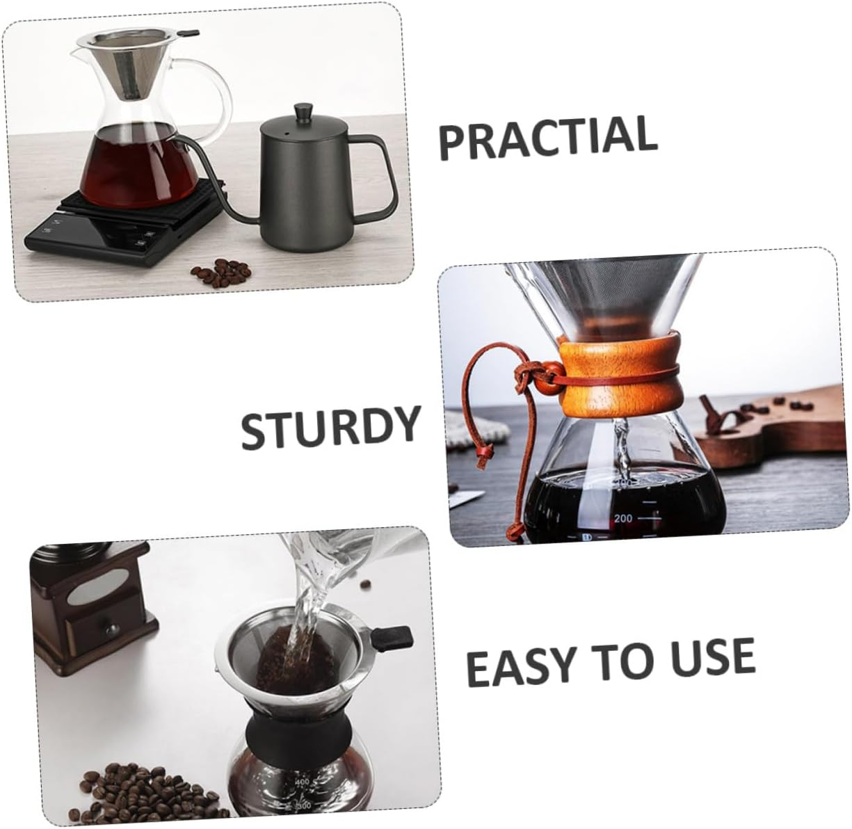 WATIIFUFU Reusable Stainless Steel Coffee Filter Mesh Strainer Rust-Proof Multipurpose Residue Filter for Drip Coffee Brewing and Flower Tea, Handheld Design, Paperless Compatible Random Style image number 6