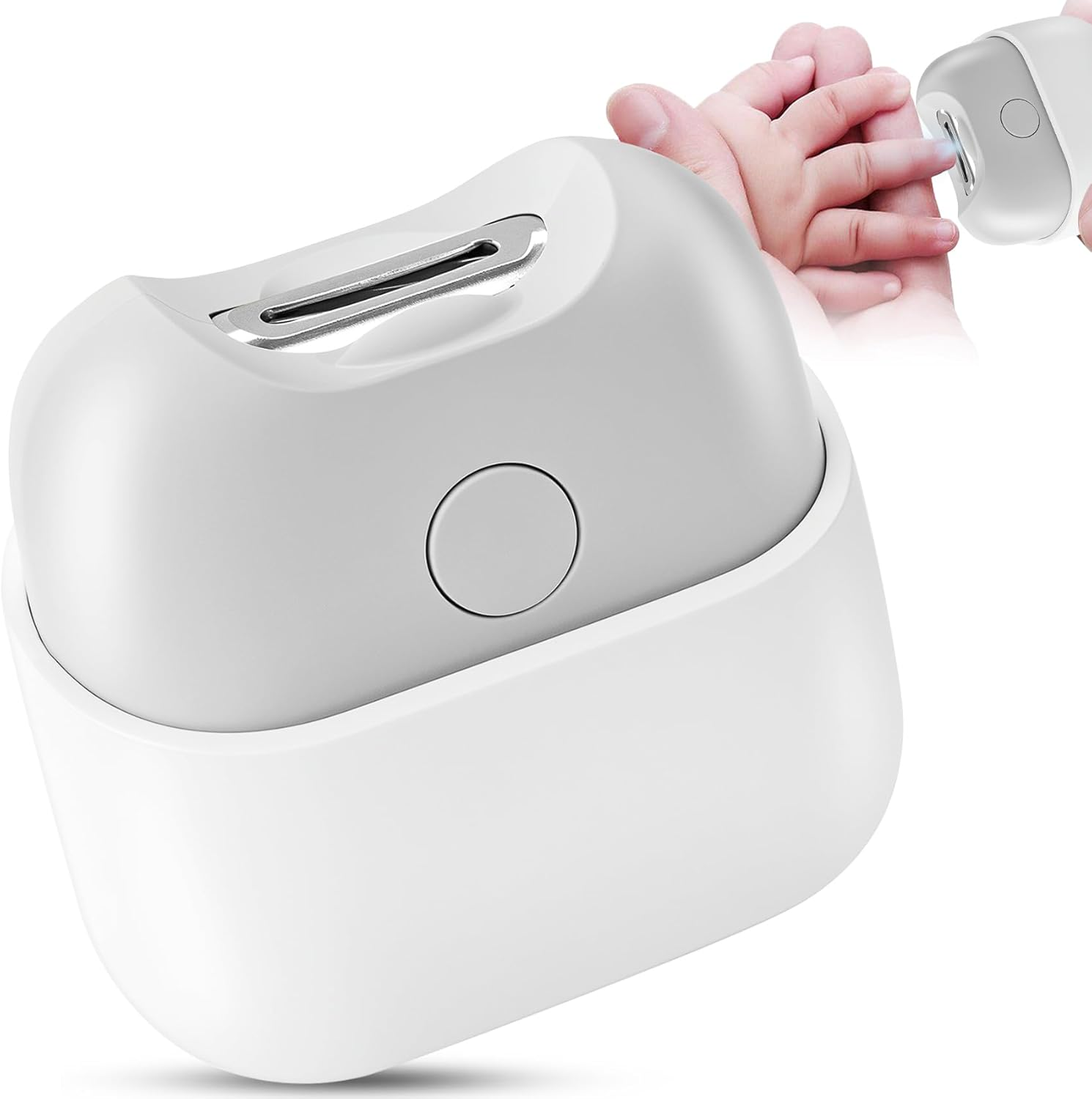 Electric Nail Clipper with Light, Automatic Nail Clipper Rechargeable with 2 Speeds and Nail Chip Storage for Babies, Children, Adults, Caregivers and Seniors