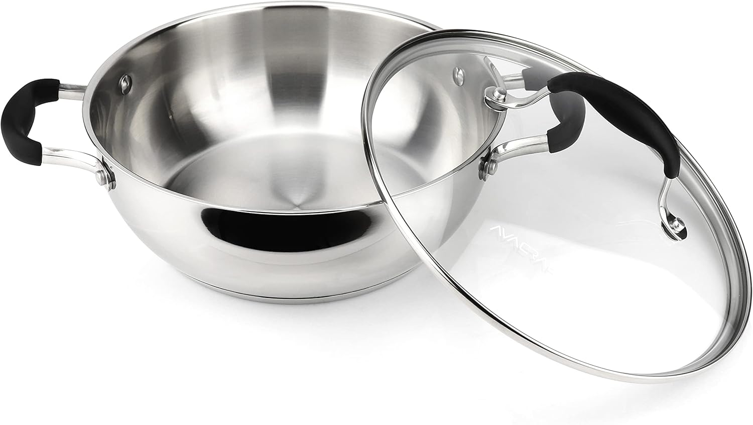 AVACRAFT 18/10 Stainless Steel Everyday Pan, Stir Fry Pan with Five-Ply Base, Chef&rsquo;S Pan with Glass Lid, Multipurpose Stewpot Skillet, Saute Pan, Casserole in Pots and Pans (9 Inch) image number 6