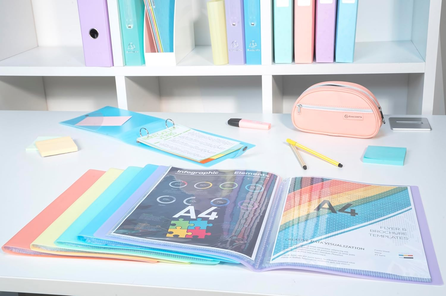 Exacompta - Ref 88270E - Pack of 5 Chromaline Pastel Document Folders - 20 Crystal Wallets - 40 Pages - for A4 - Dimensions: 24 X 32 Cm - Recycled Polypropylene Cover Translucent - 5 Different image number 5