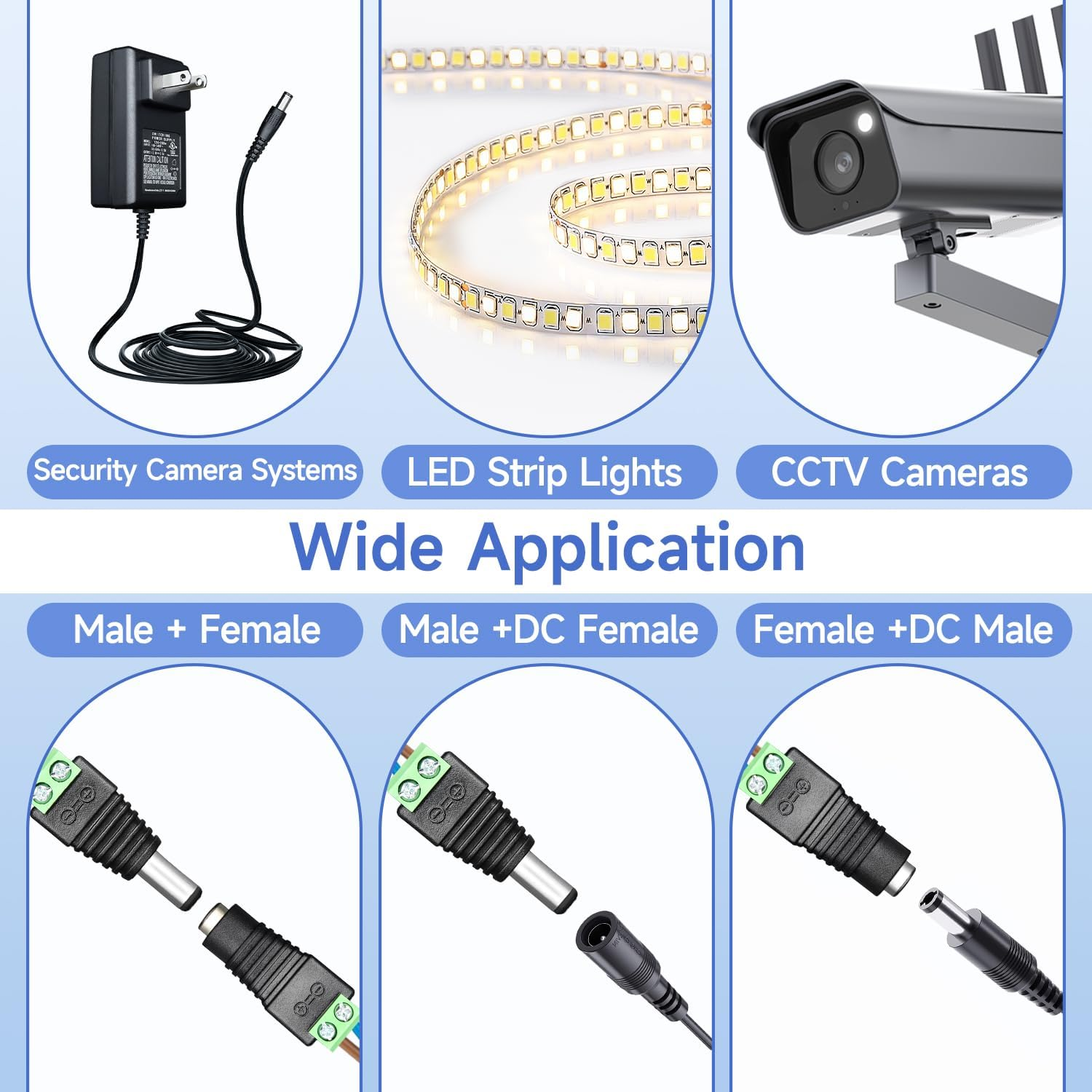 ANLINK 10 Pairs (10 X Male + 10 X Female) 12V 5.5Mm X 2.1Mm DC Power Jack Plug Adapter Connector for LED Strip, CCTV Security Camera image number 2