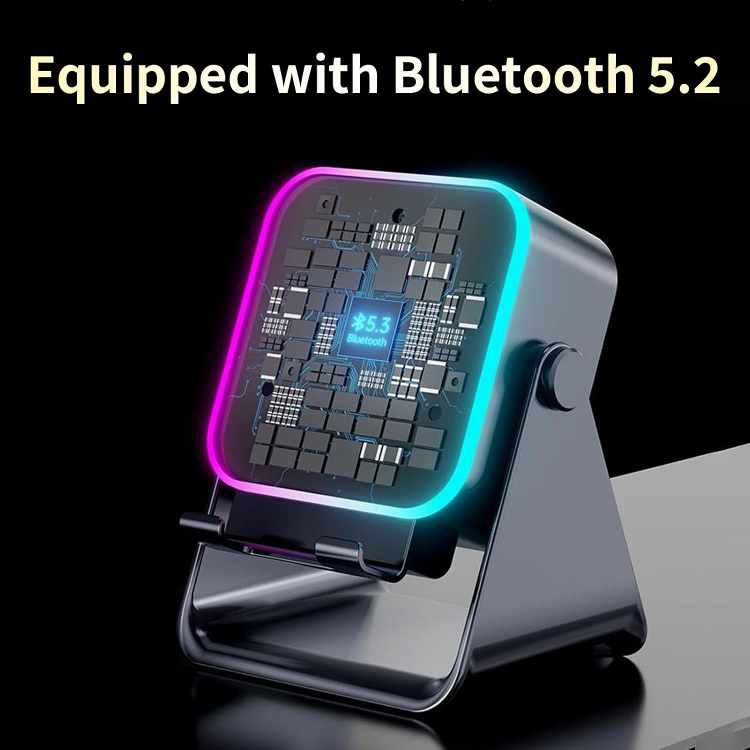 5 in 1 Wireless Induction Bluetooth Speaker, Wireless Induction Speaker with Adjustable Phone Stand, 8 Colors RGB Ambient Light, Bluetooth 5.2, Fast Connect Audio Player (2*White) - 2*Black image number 2