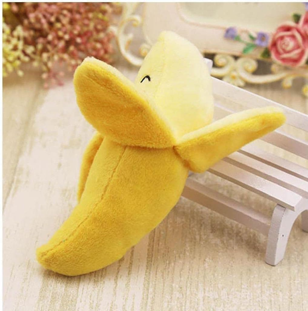 Wyjuan 1Pc Yellow Puppy Squeaky Plush Toys Cute Banana-Style Plush Dog Toys Funny Chew for Small Animals Toy Chews Useful and Nice Dog Squeak Toys image number 1