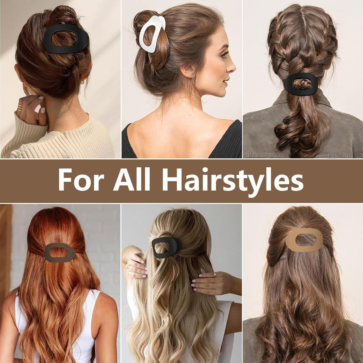 Pack of 6 Women'S Flat Hair Clips, Flat Hair Clips, Ladies, Duck Beak Hairs Clip, Strong Hold, French Flat Hairs Clips for Thick or Thin Hairs, Flat for Everyday, Sports, Driving, Oval Design image number 4