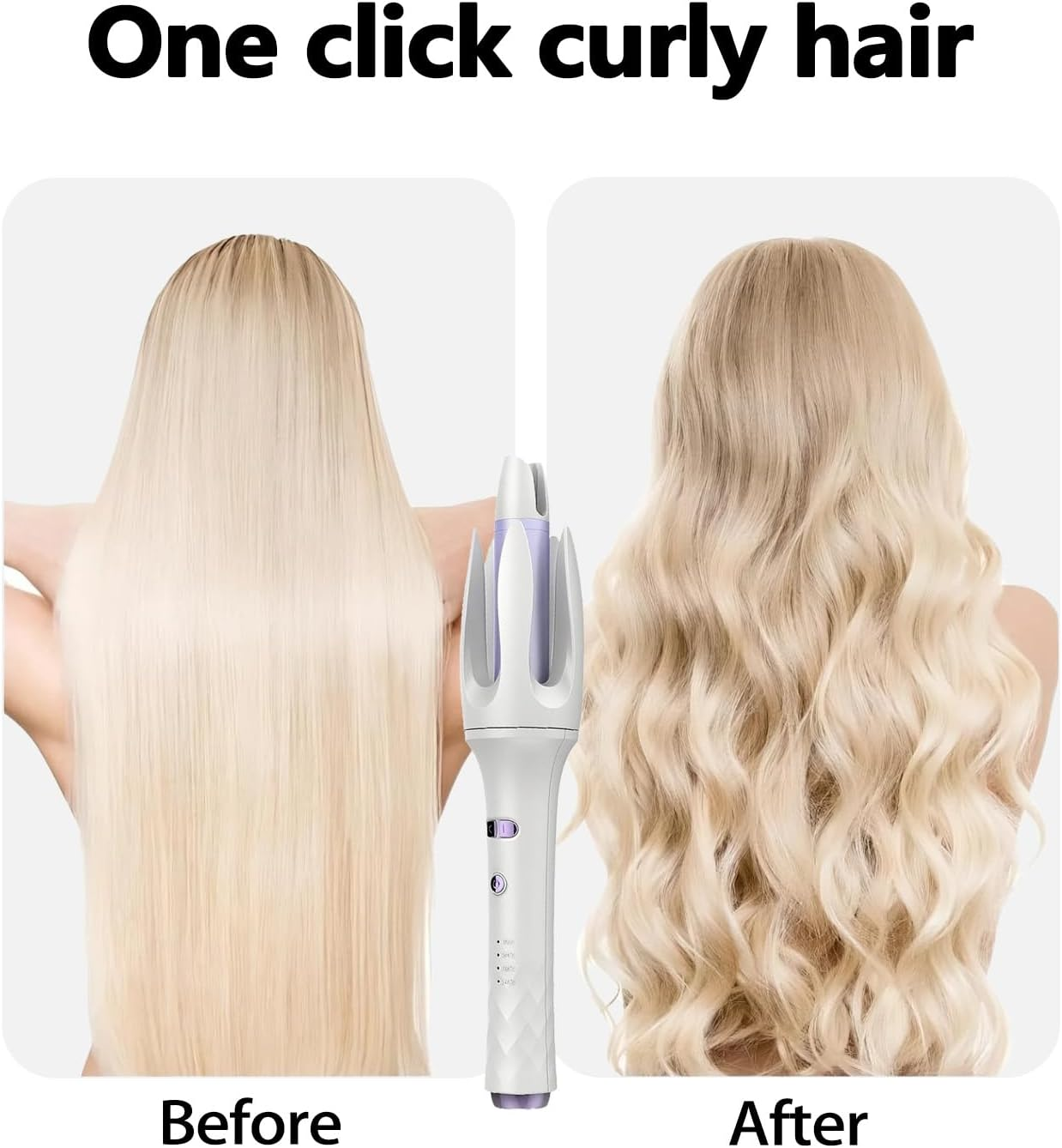 Automatic Rotating Curling Iron,1.1 Inch Curling Wand with 3 Temp, Ionic Hair Waver with Anti-Scald Design, Dual Voltage Hair Curler, Ceramic Coating for Long-Lasting Waves