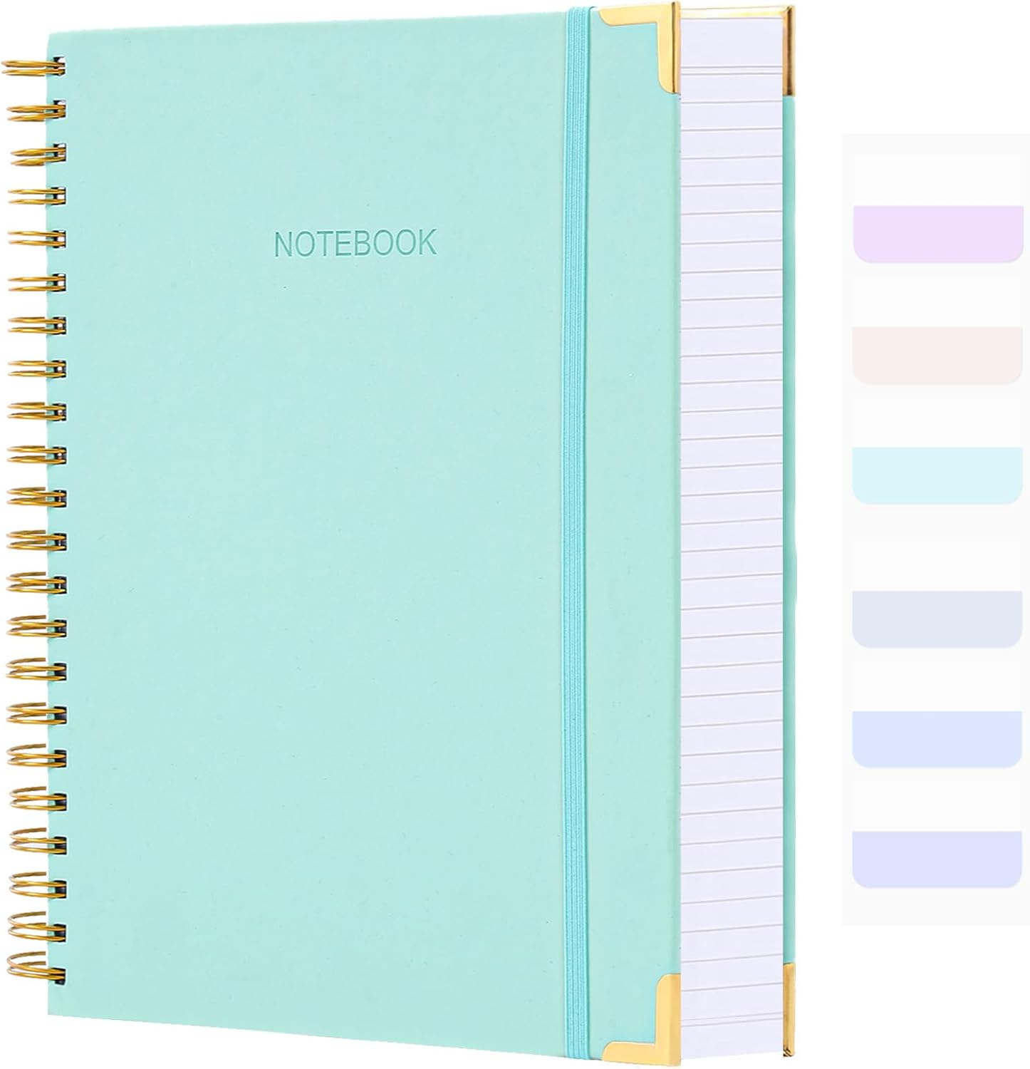 Spiral Notebook, College Ruled Notebook Journal, 8.5&rdquo; X 11&rdquo;, 300 Pages Leather Writing Journal for Women Men, A4 Hardcover Notebook for Work School, 24Pcs Index Tabs, Teal image number 6