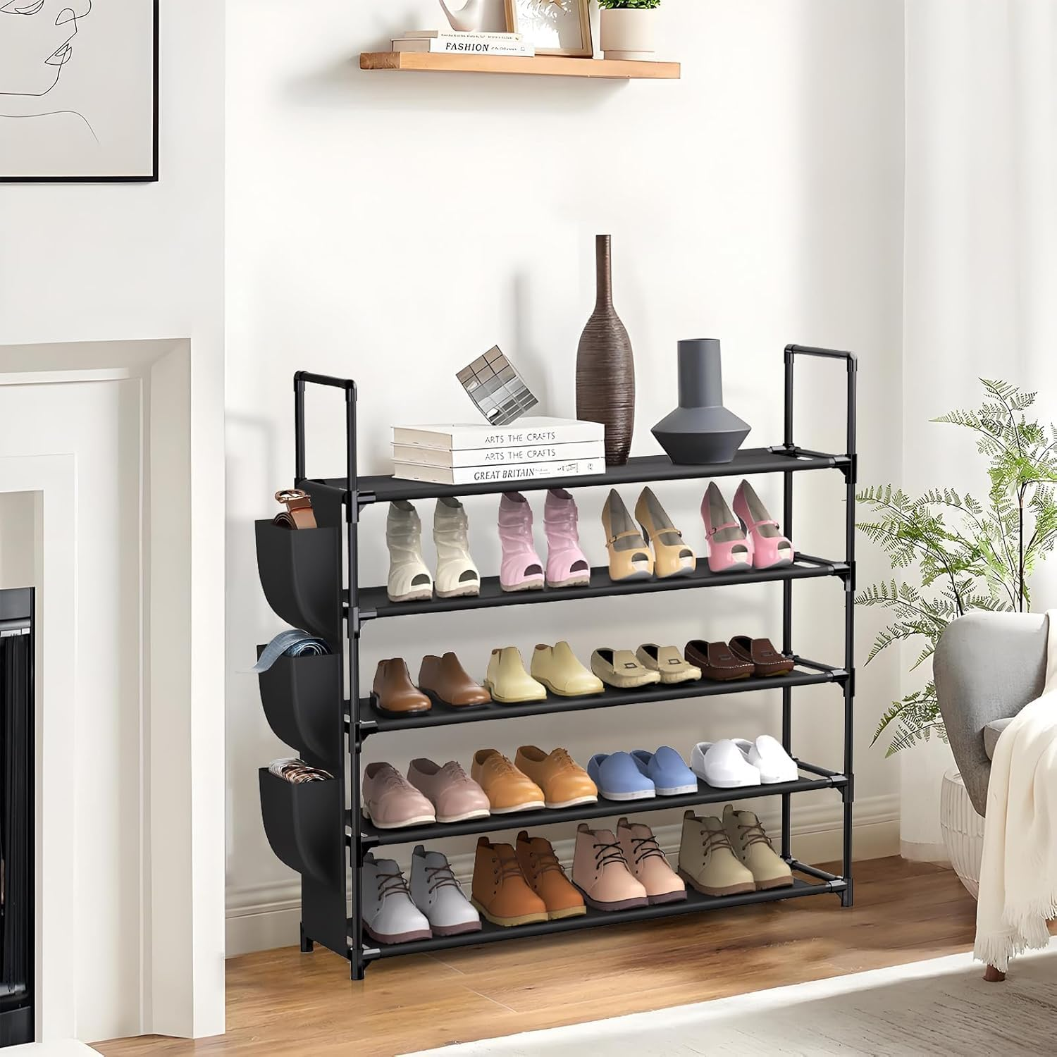 Shoe Rack 5 Tier Shoe Organizer Shoe Storage 20-25 Pairs Shoe Rack Organiser for Closet Shoe Holder Entryway Shoe Shelf Space Saving Large Shoe Tower Bedroom Garage Door image number 6